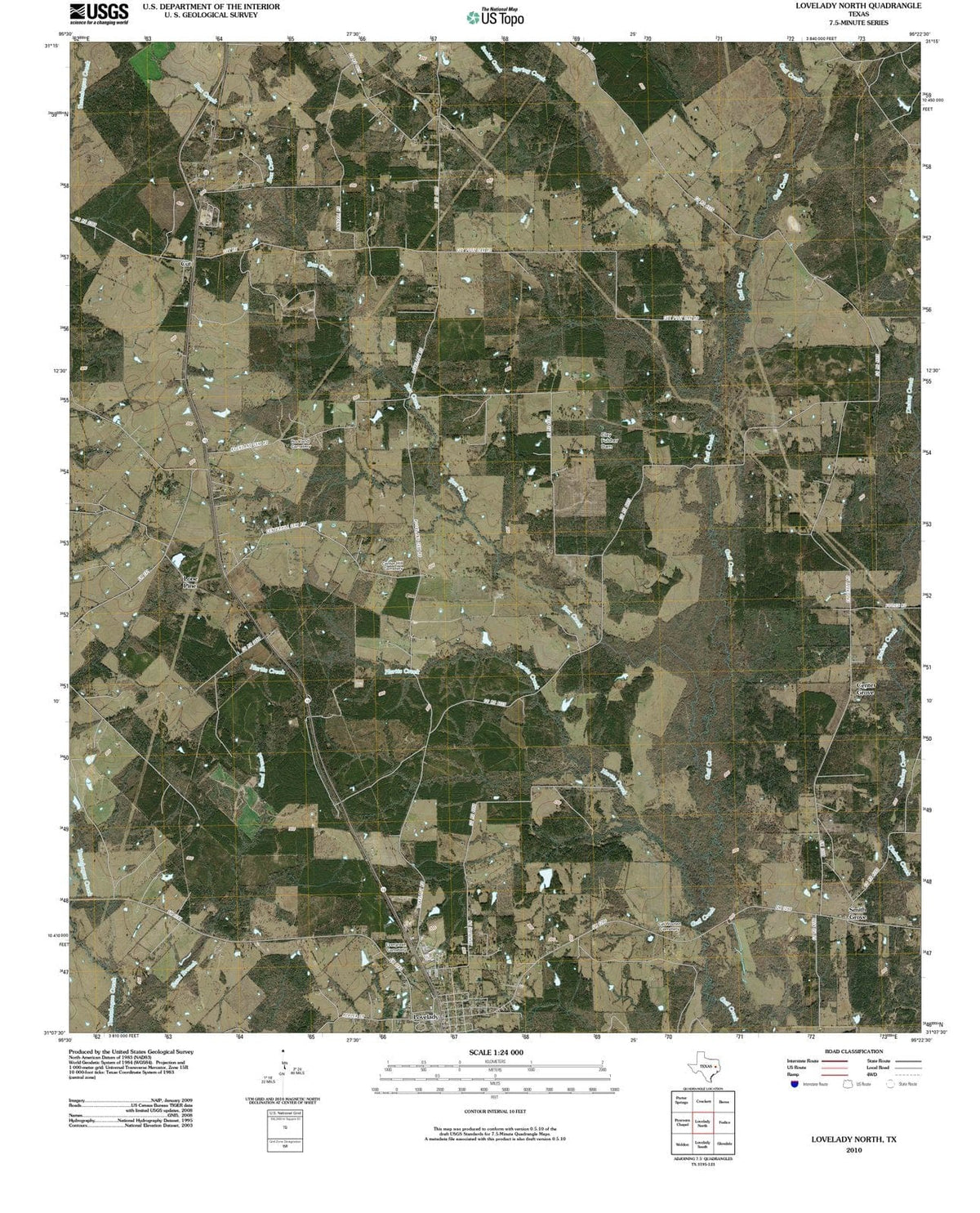 2010 Lovelady North, TX - Texas - USGS Topographic Map