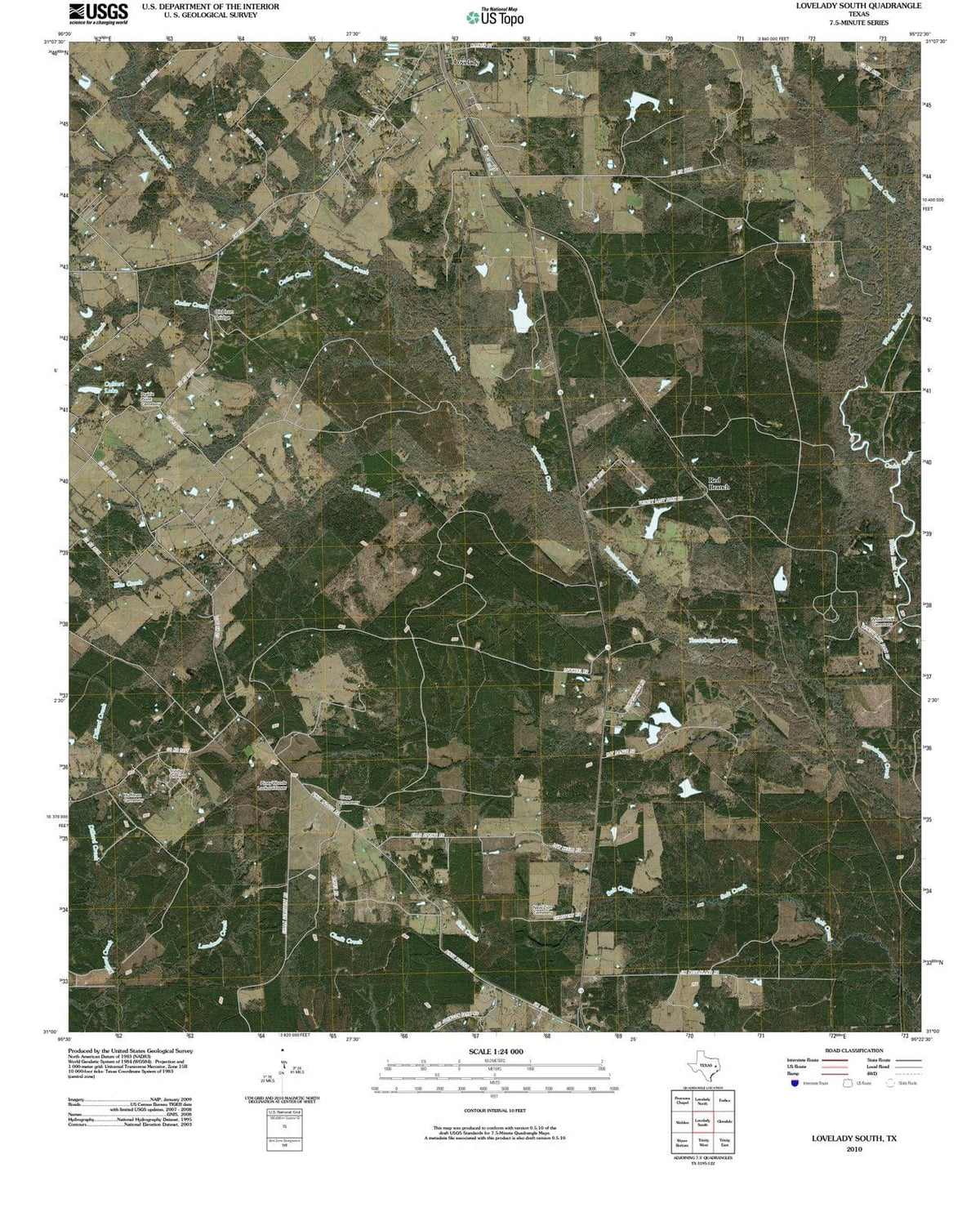 2010 Lovelady South, TX - Texas - USGS Topographic Map