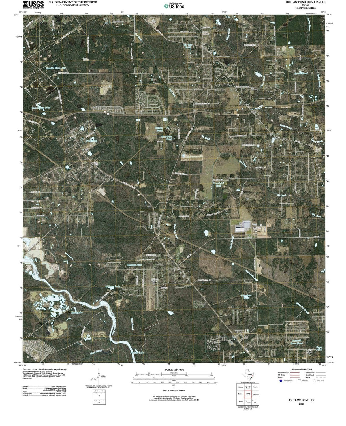 2010 Outlaw Pond, TX - Texas - USGS Topographic Map