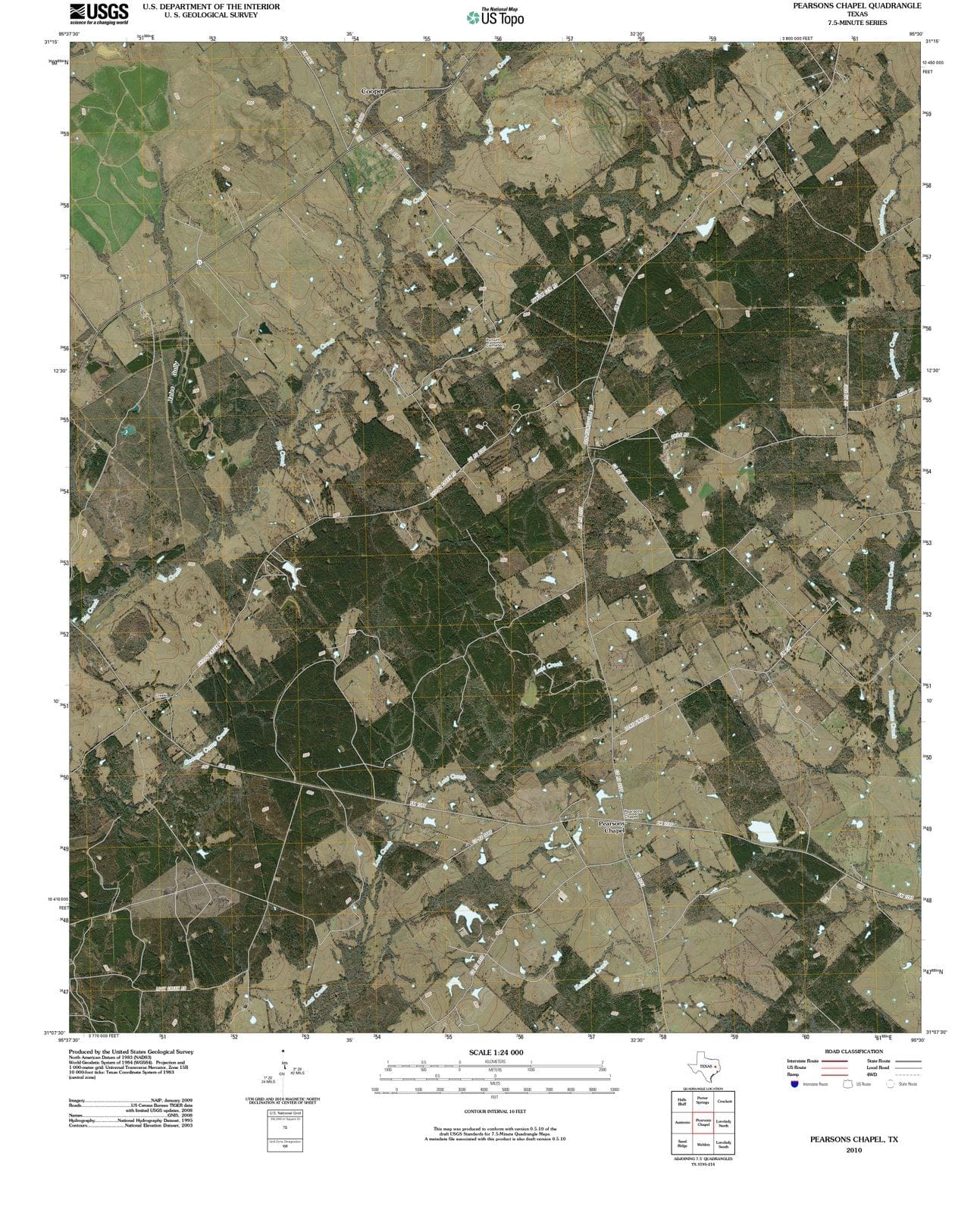 2010 Pearsons Chapel, TX - Texas - USGS Topographic Map