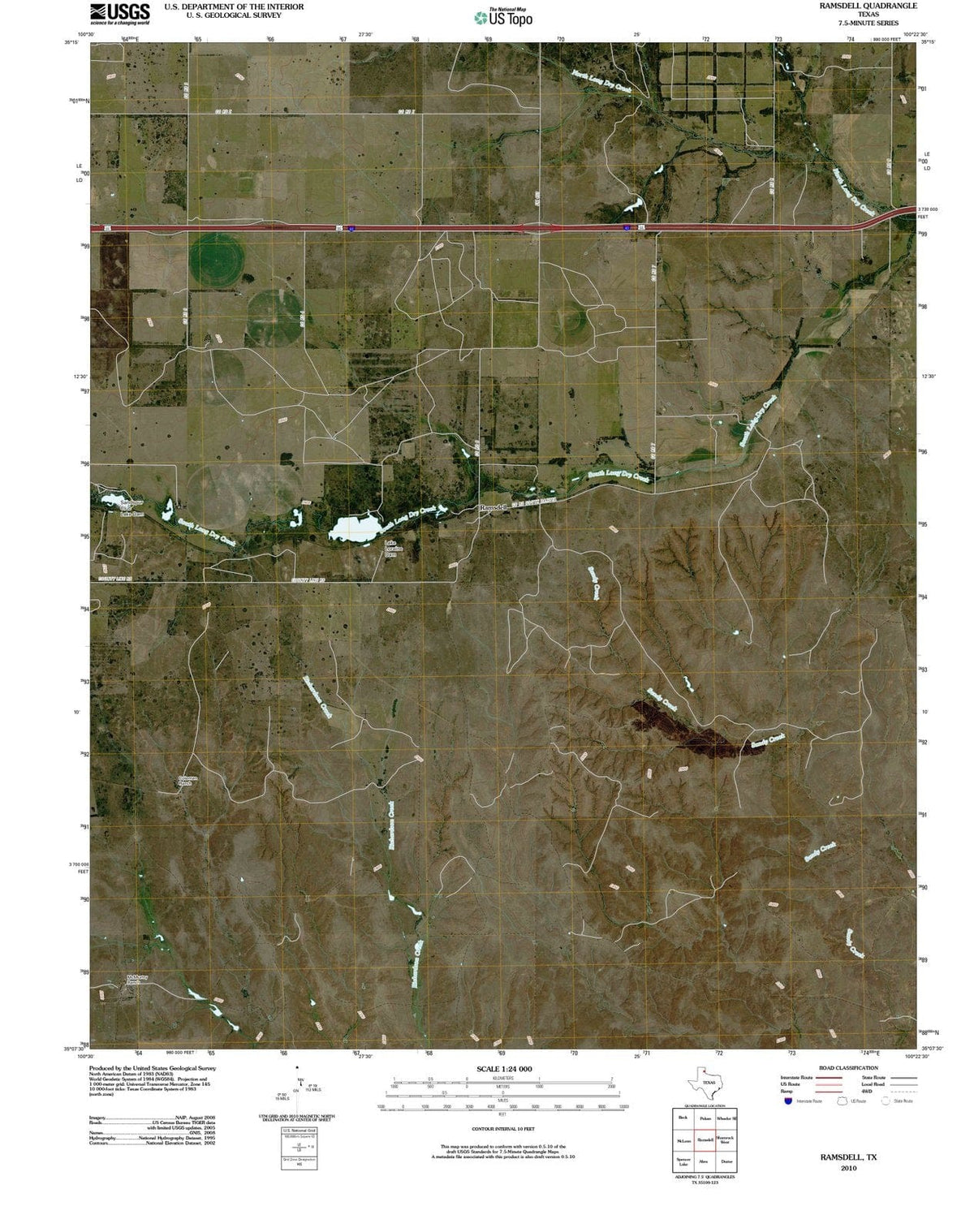 2010 Ramsdell, TX - Texas - USGS Topographic Map