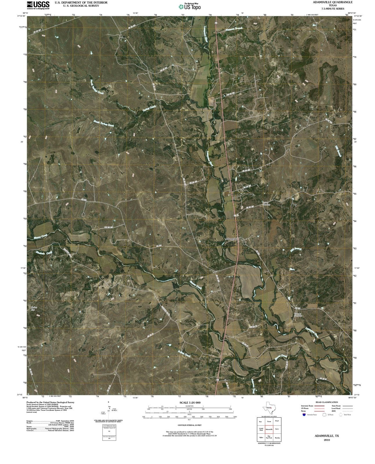 2010 Adamsville, TX - Texas - USGS Topographic Map