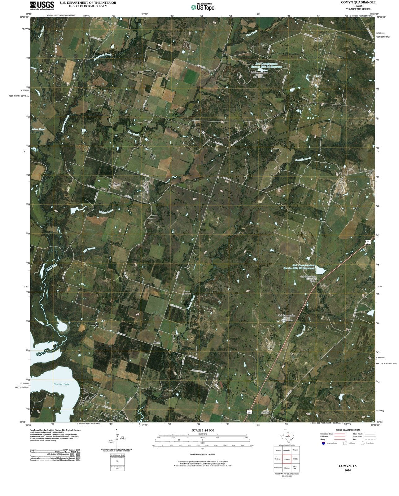 2010 Comyn, TX - Texas - USGS Topographic Map
