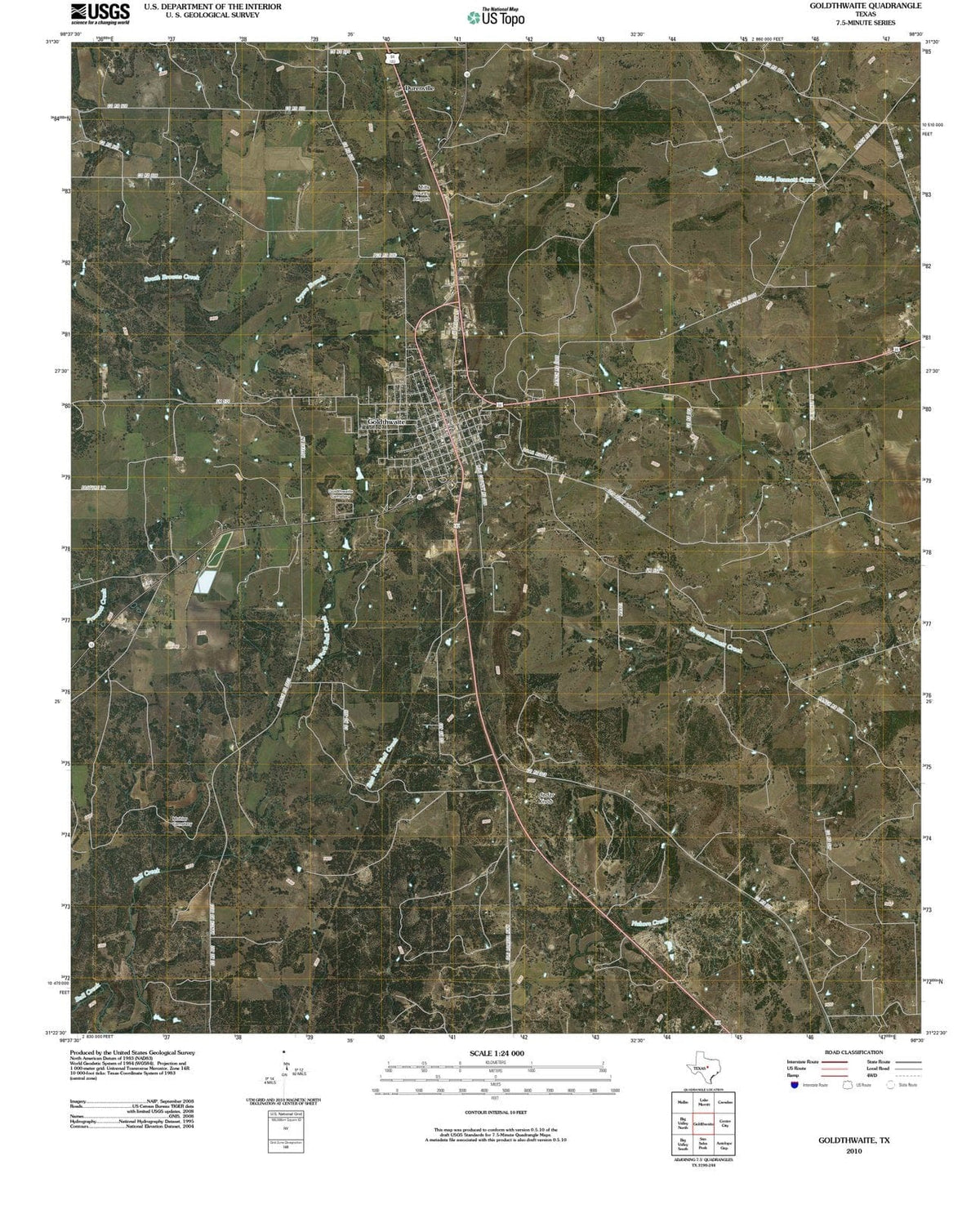 2010 Goldthwaite, TX - Texas - USGS Topographic Map