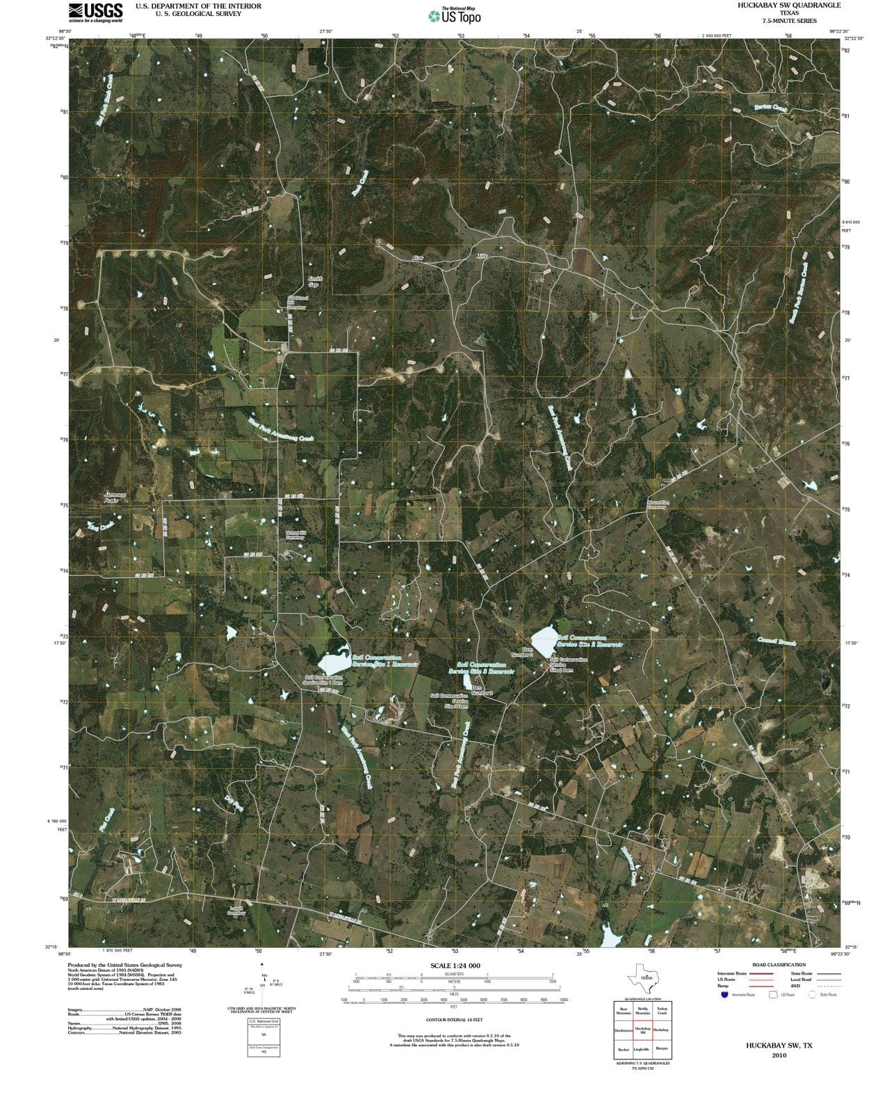 2010 Huckabay, TX - Texas - USGS Topographic Map