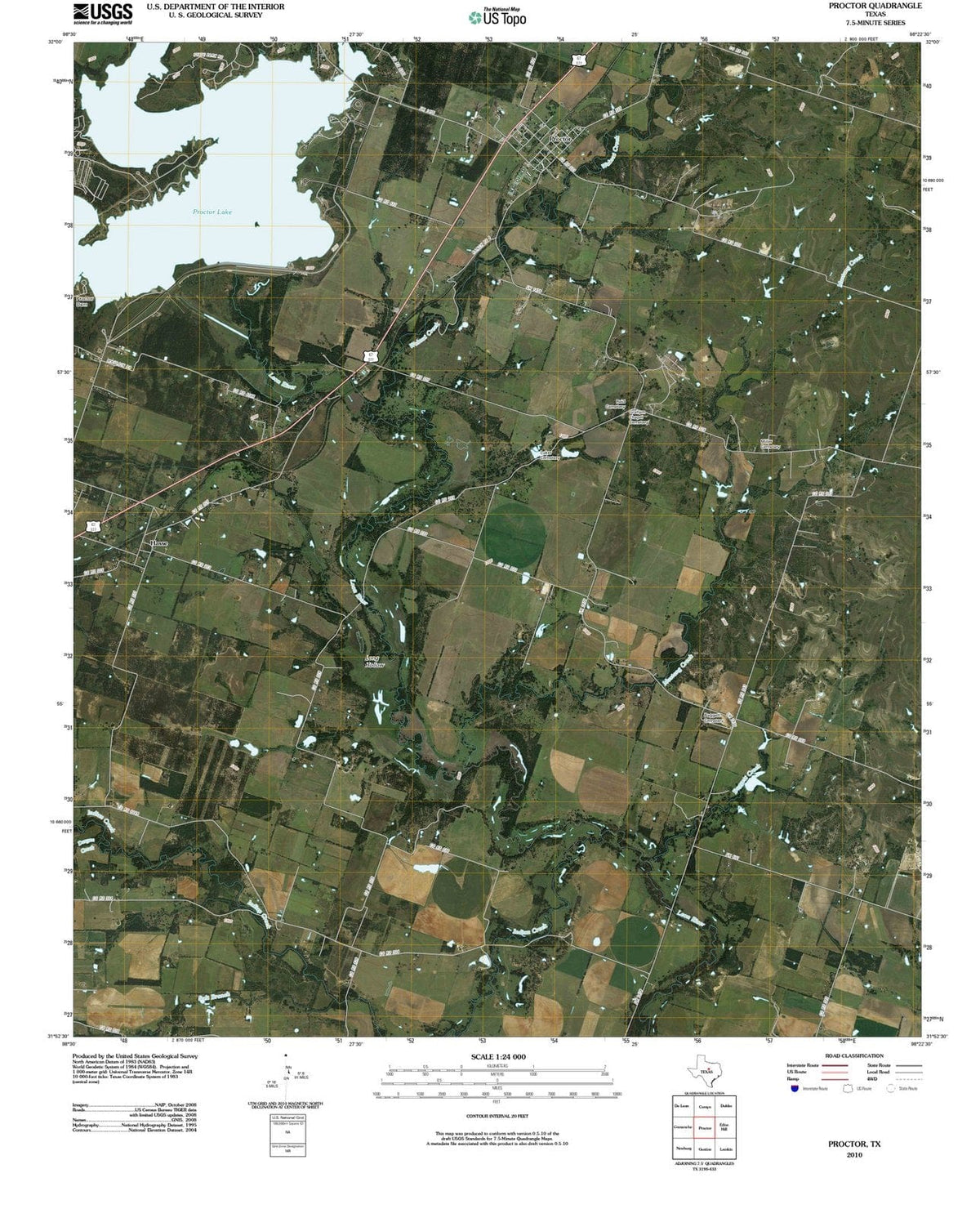 2010 Proctor, TX - Texas - USGS Topographic Map