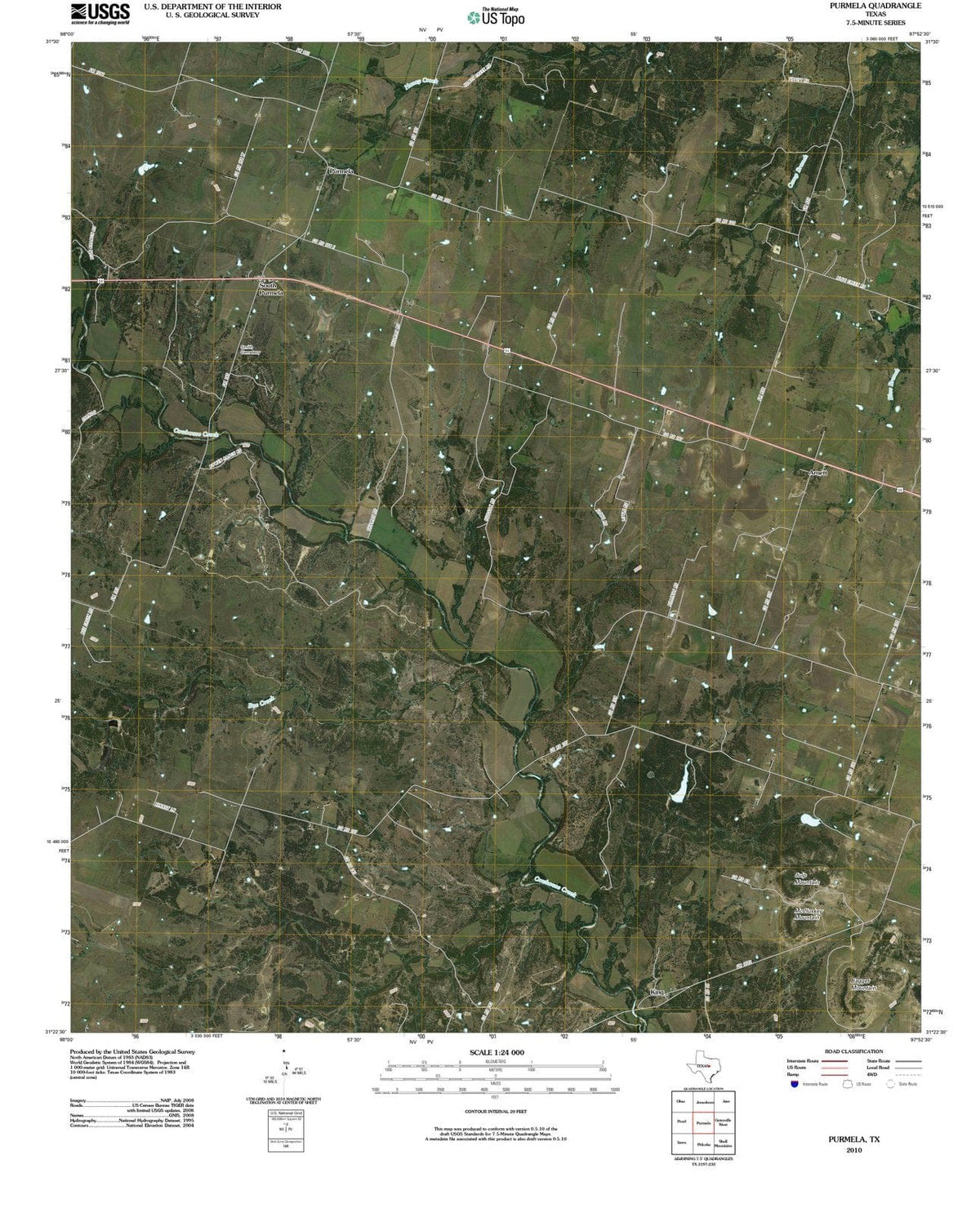 2010 Purmela, TX - Texas - USGS Topographic Map