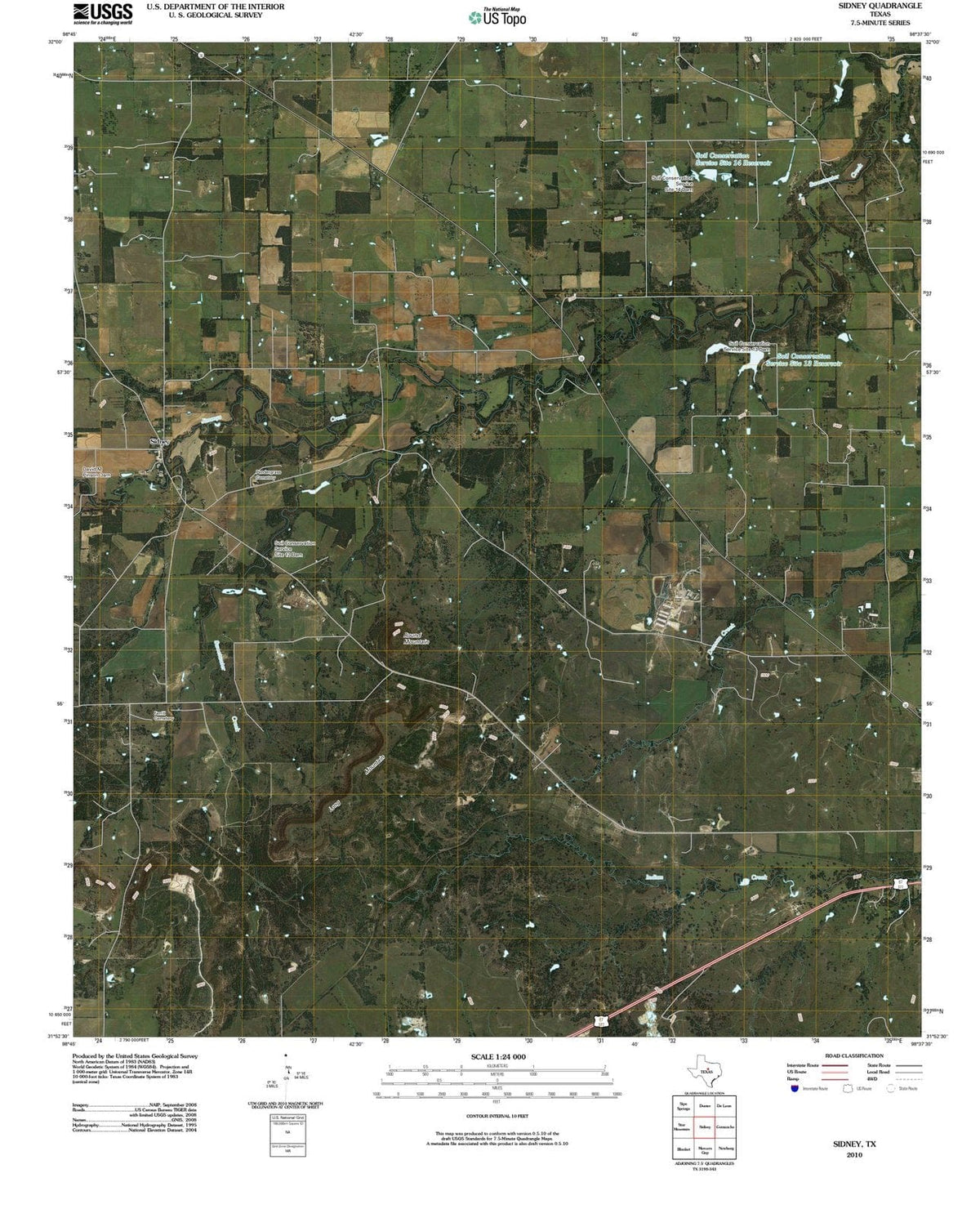 2010 Sidney, TX - Texas - USGS Topographic Map
