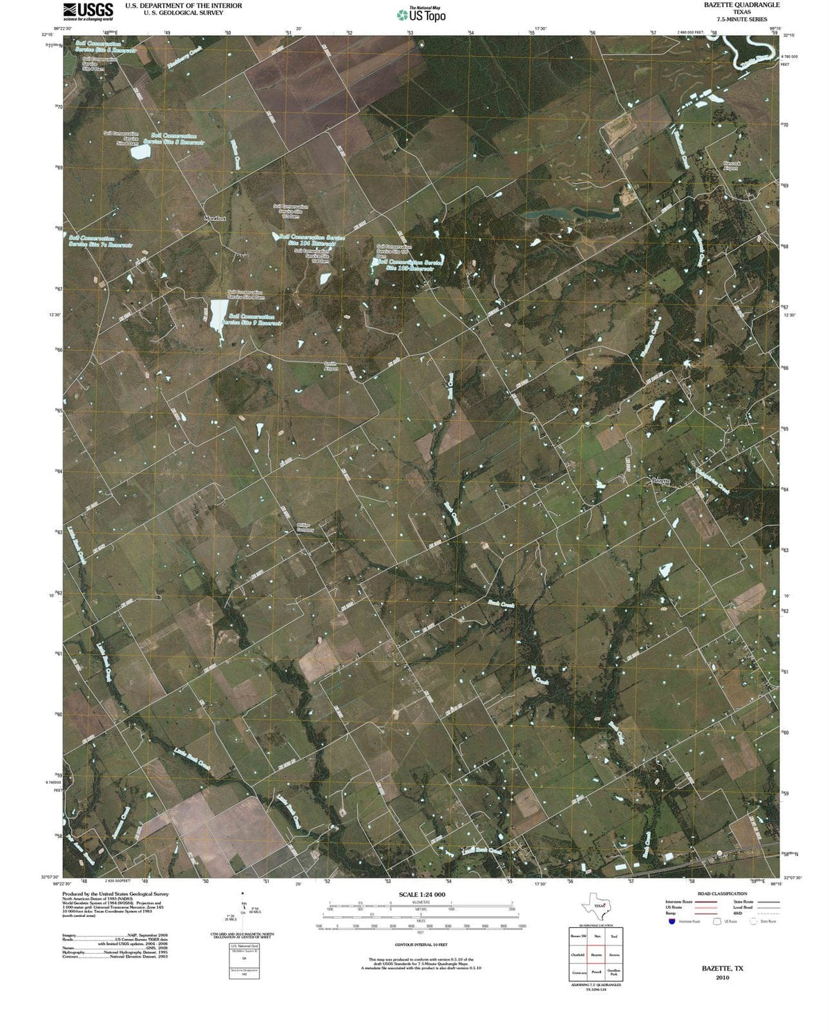 2010 Bazette, TX - Texas - USGS Topographic Map