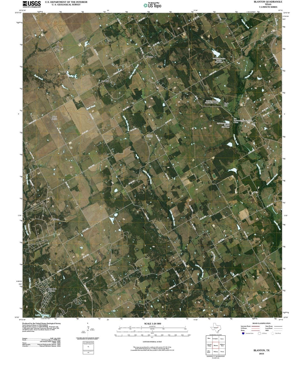 2010 Blanton, TX - Texas - USGS Topographic Map