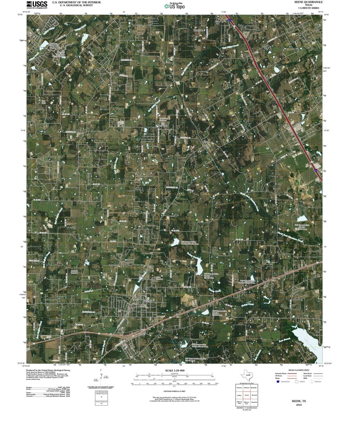 2010 Keene, TX - Texas - USGS Topographic Map