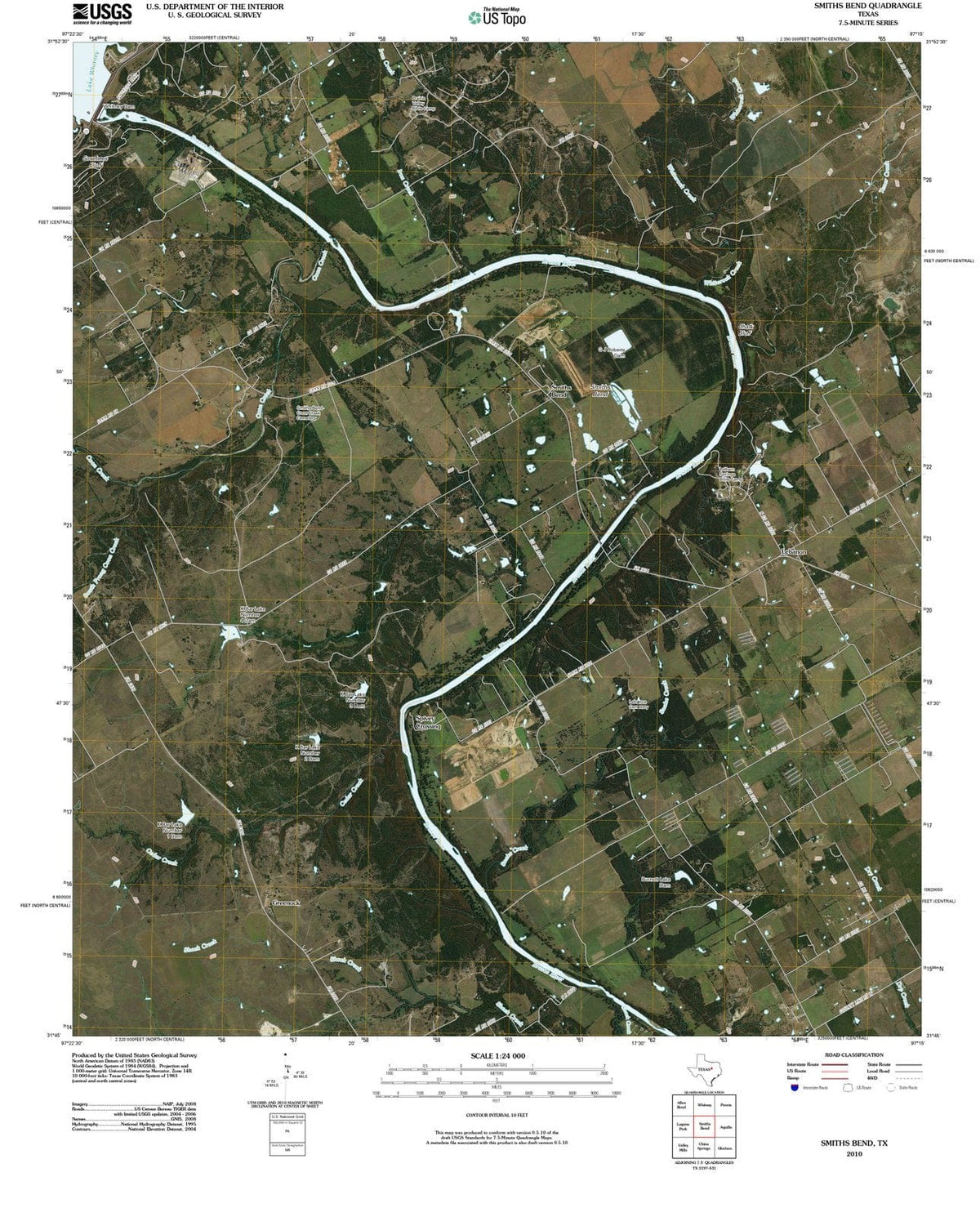 2010 Smiths Bend, TX - Texas - USGS Topographic Map