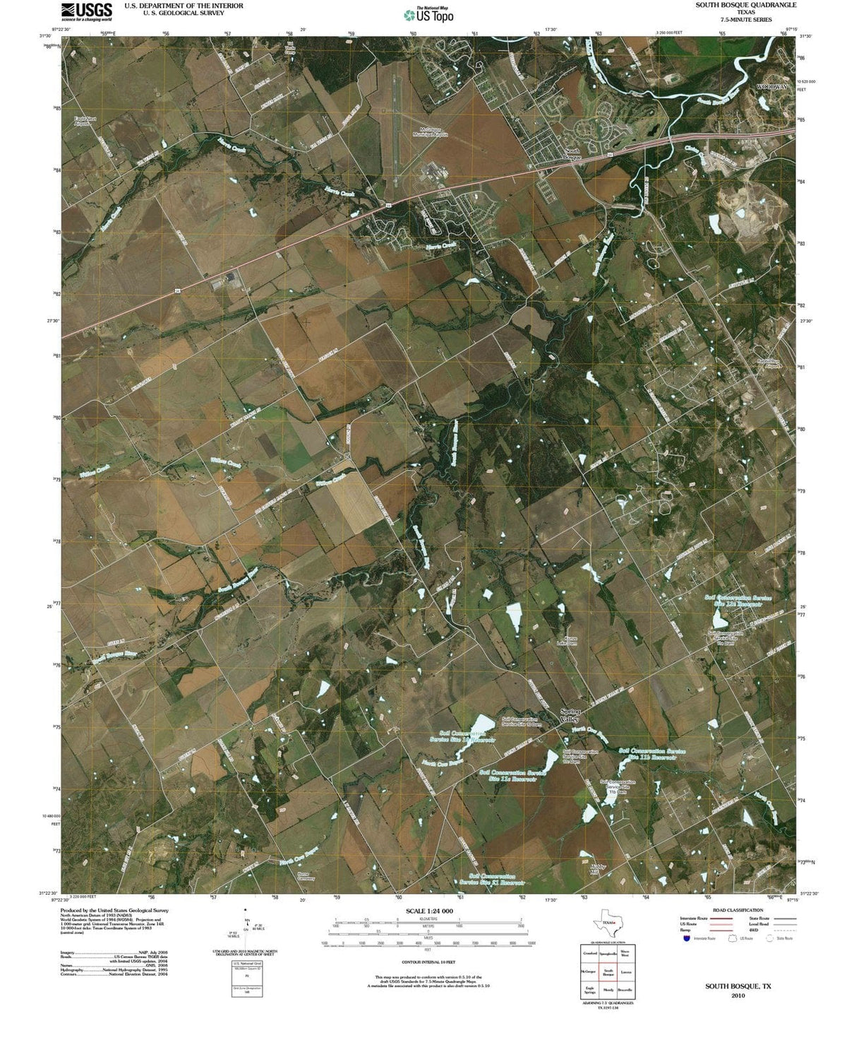 2010 South Bosque, TX - Texas - USGS Topographic Map
