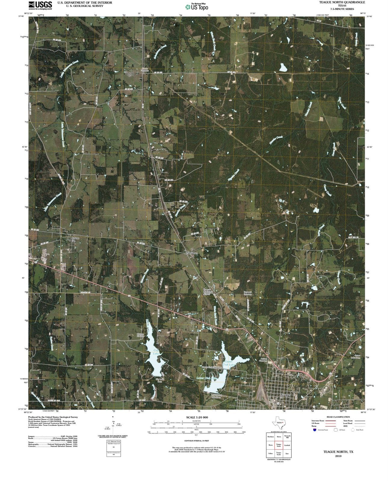 2010 Teague North, TX - Texas - USGS Topographic Map