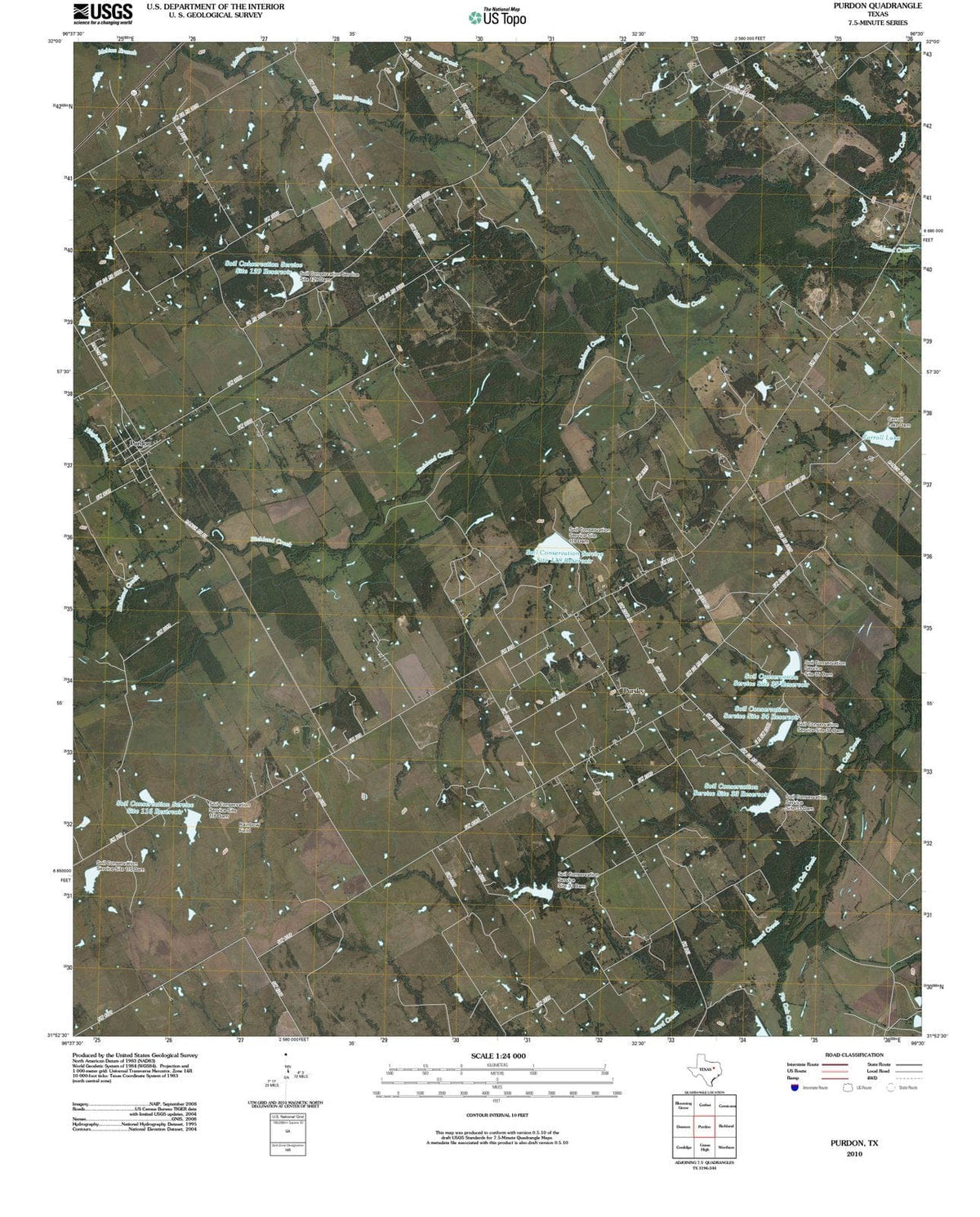 2010 Purdon, TX - Texas - USGS Topographic Map