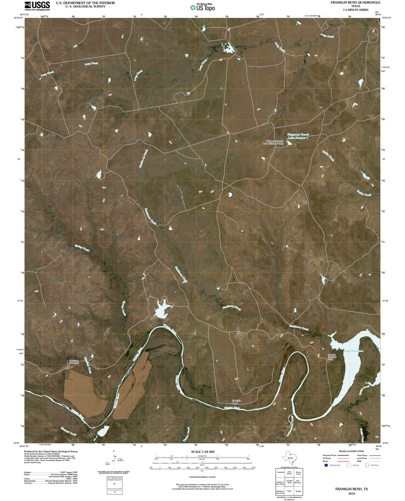 2010 Franklin Bend, TX - Texas - USGS Topographic Map