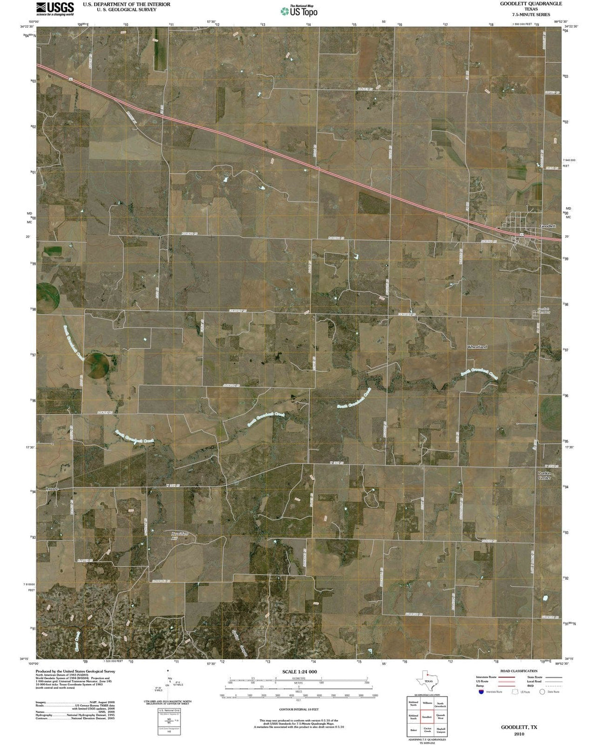 2010 Goodlett, TX - Texas - USGS Topographic Map
