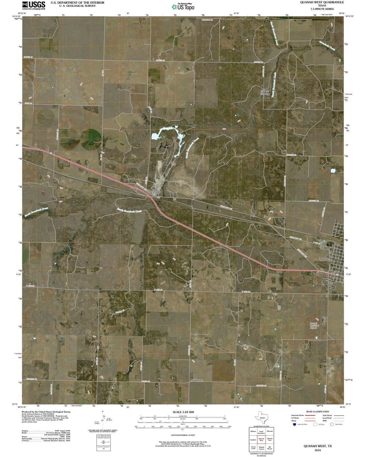 2010 Quanah West, TX - Texas - USGS Topographic Map