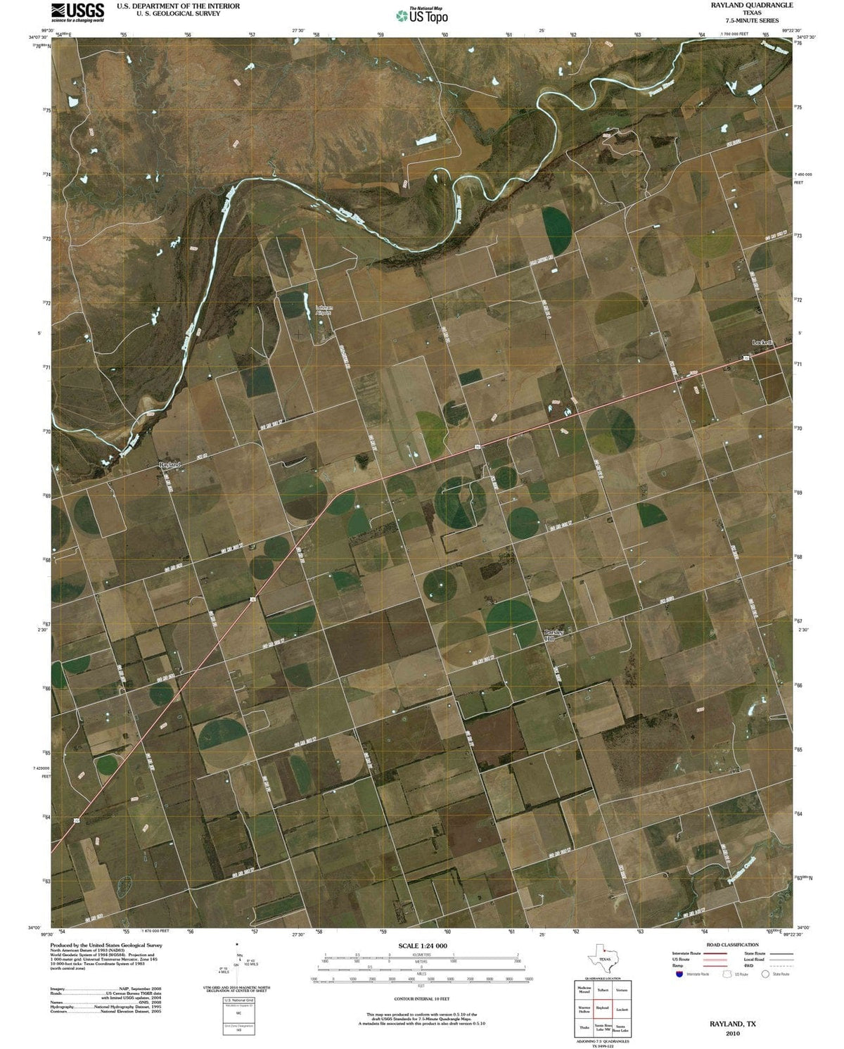 2010 Rayland, TX - Texas - USGS Topographic Map