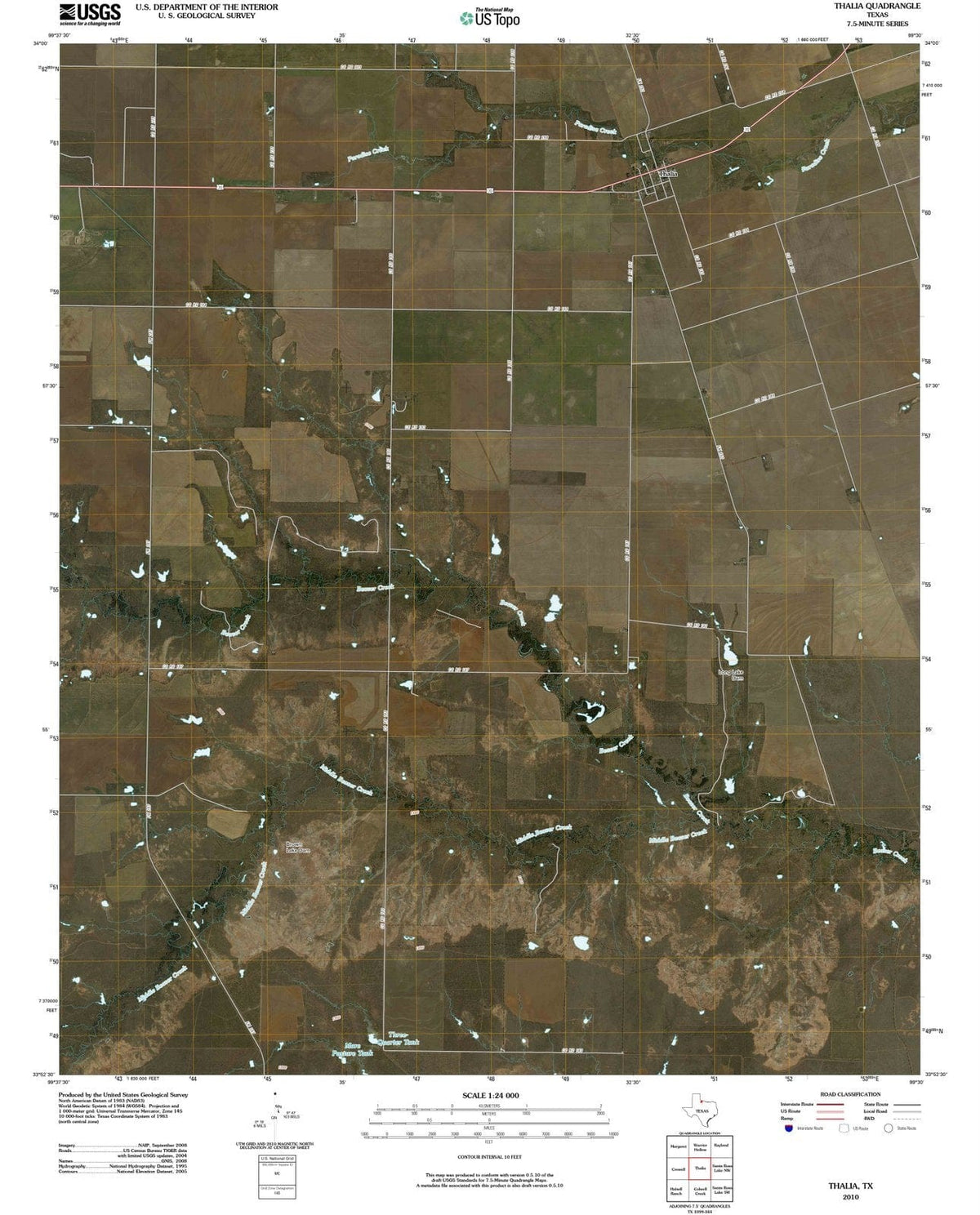 2010 Thalia, TX - Texas - USGS Topographic Map