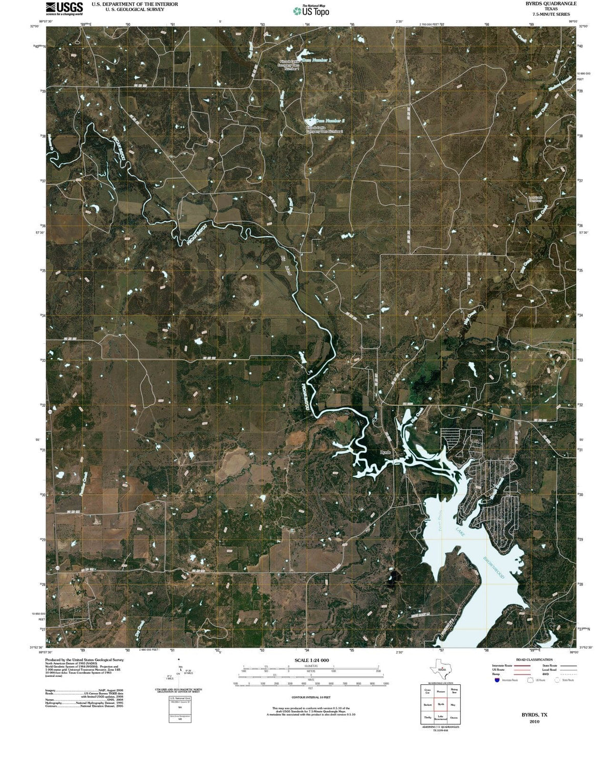 2010 Byrds, TX - Texas - USGS Topographic Map
