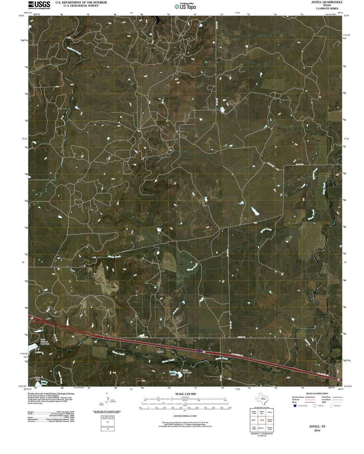 2010 Jayell, TX - Texas - USGS Topographic Map