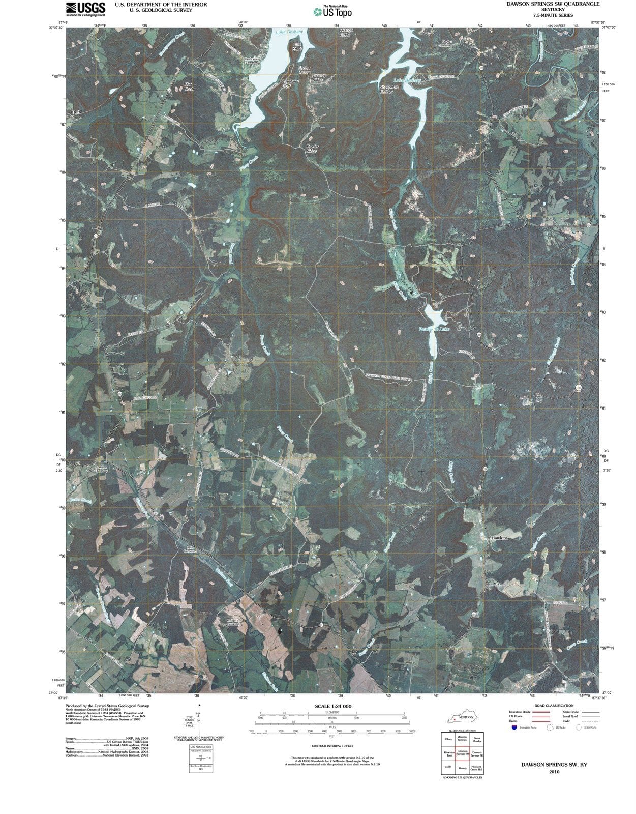 2010 Dawson Springs, KY - Kentucky - USGS Topographic Map