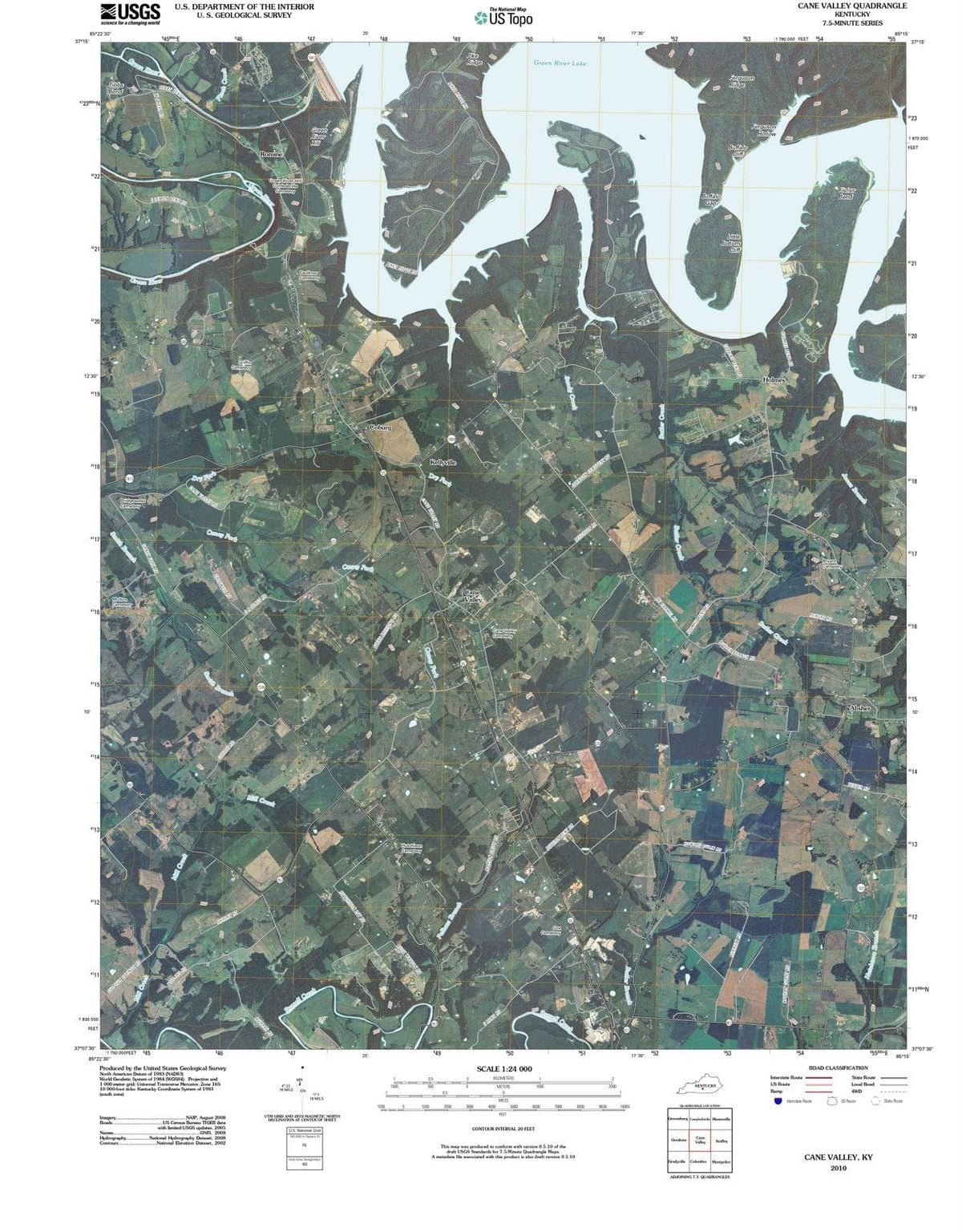 2010 Cane Valley, KY - Kentucky - USGS Topographic Map