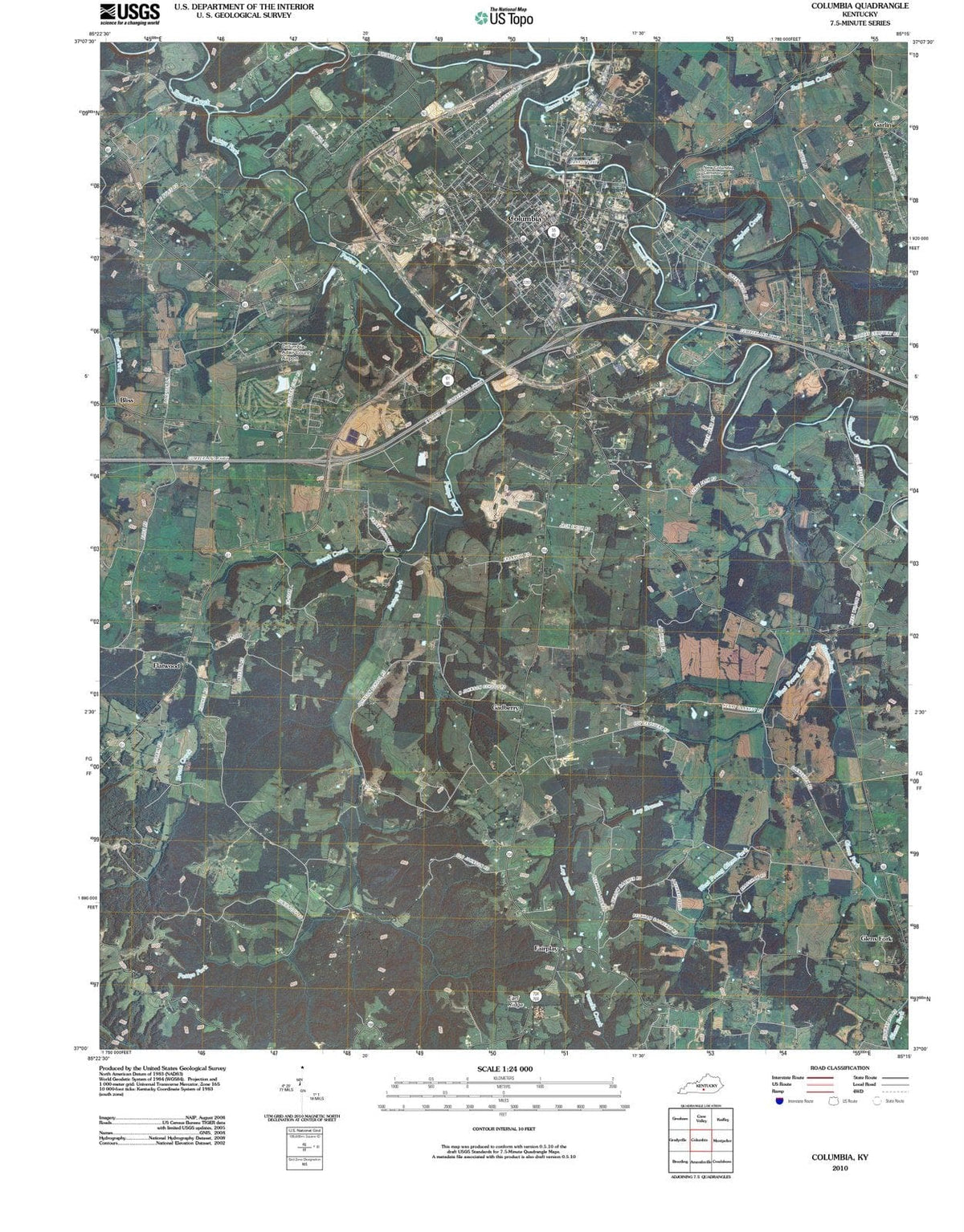 2010 Columbia, KY - Kentucky - USGS Topographic Map