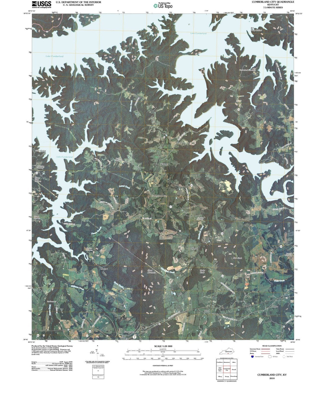 2010 Cumberland City, KY - Kentucky - USGS Topographic Map