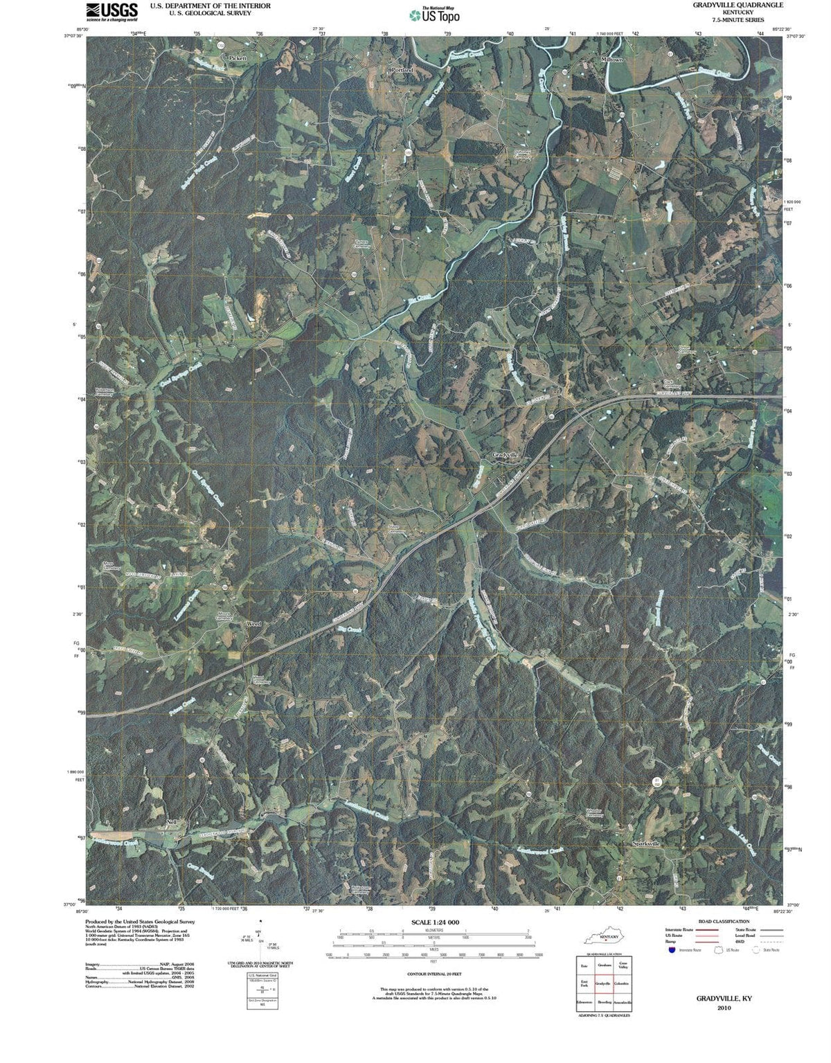 2010 Gradyville, KY - Kentucky - USGS Topographic Map