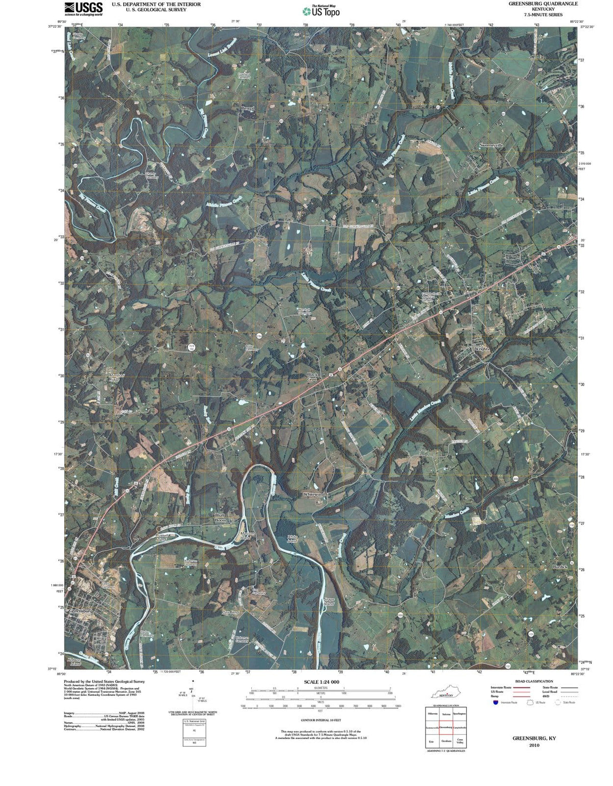 2010 Greensburg, KY - Kentucky - USGS Topographic Map