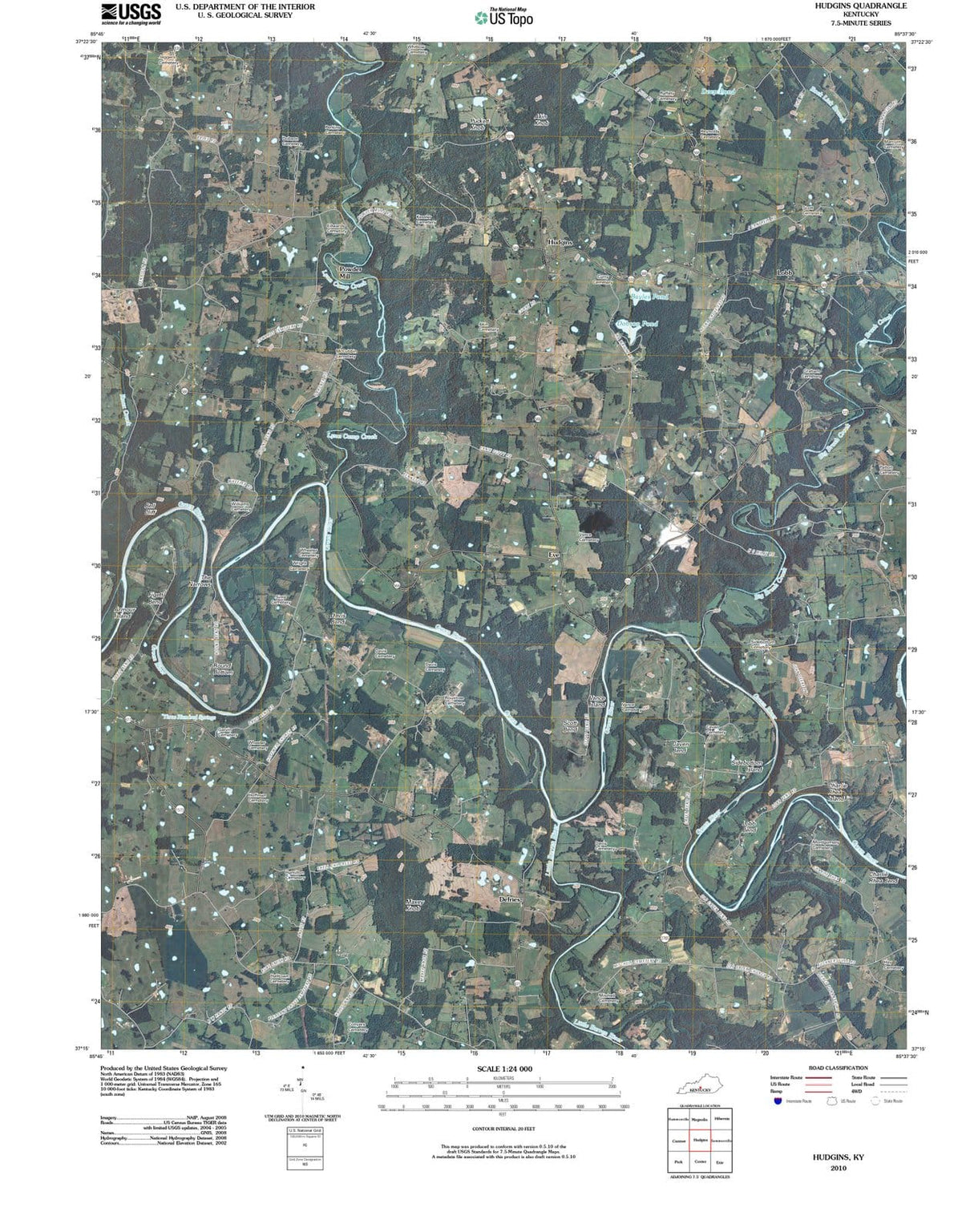 2010 Hudgins, KY - Kentucky - USGS Topographic Map
