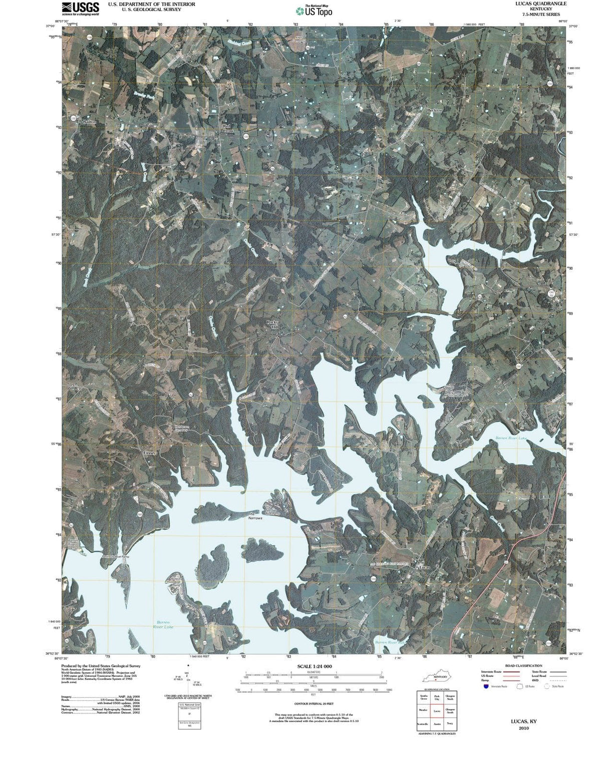 2010 Lucas, KY - Kentucky - USGS Topographic Map