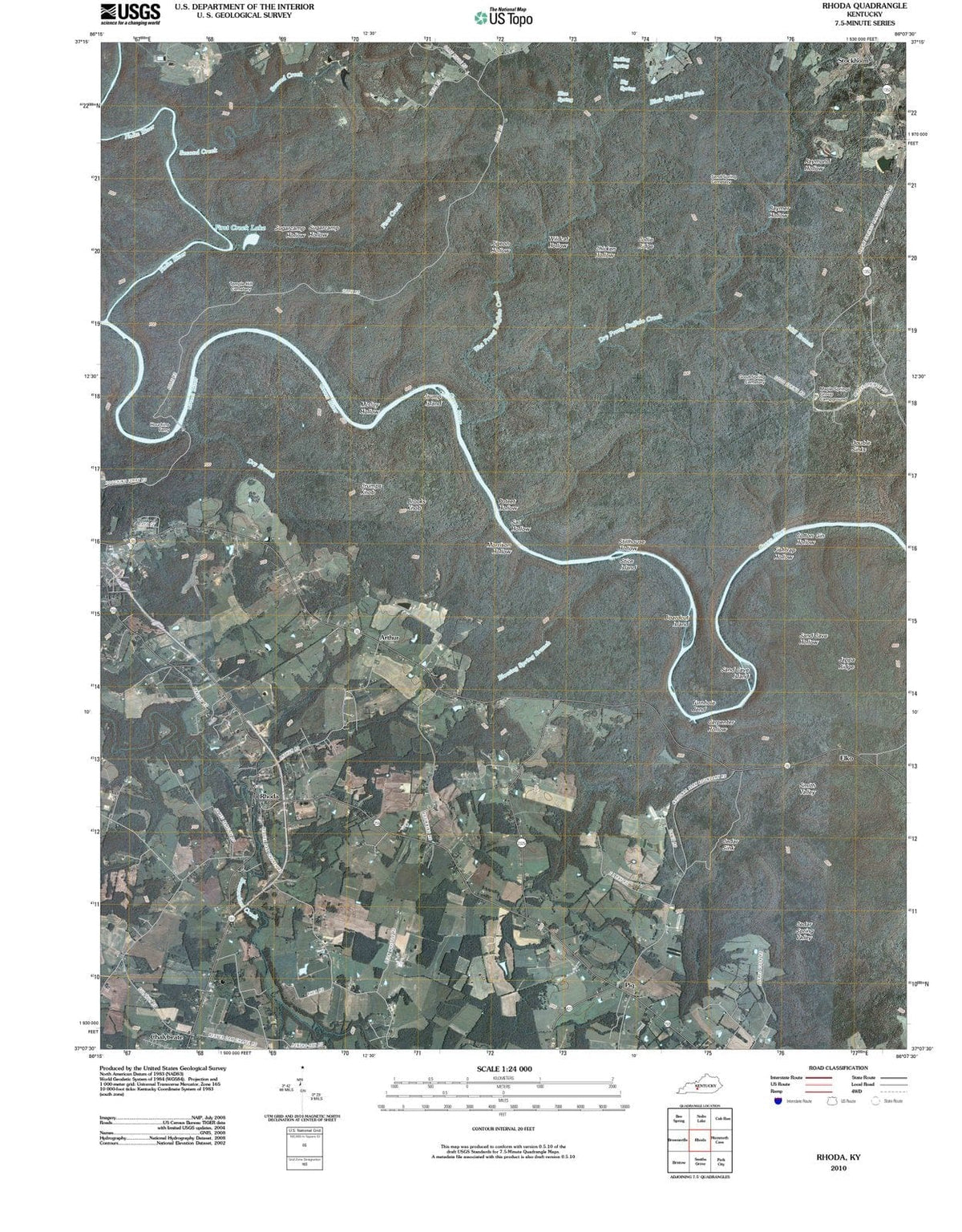 2010 Rhoda, KY - Kentucky - USGS Topographic Map
