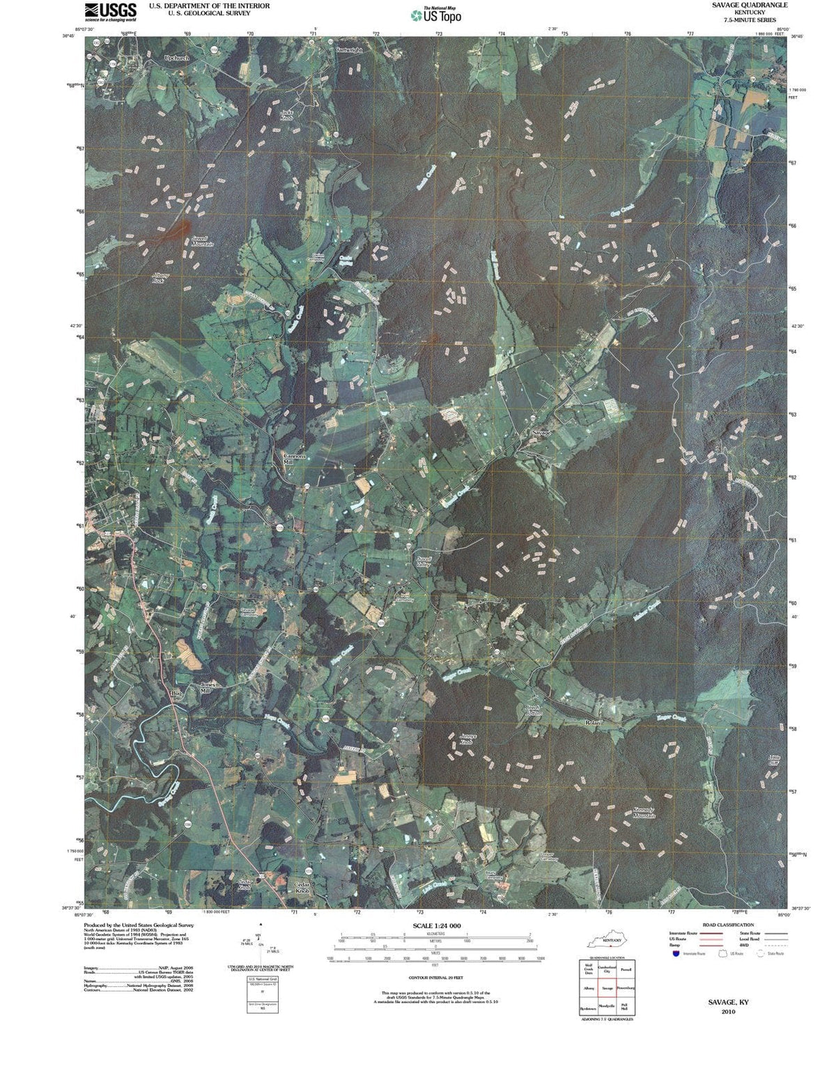 2010 Savage, KY - Kentucky - USGS Topographic Map