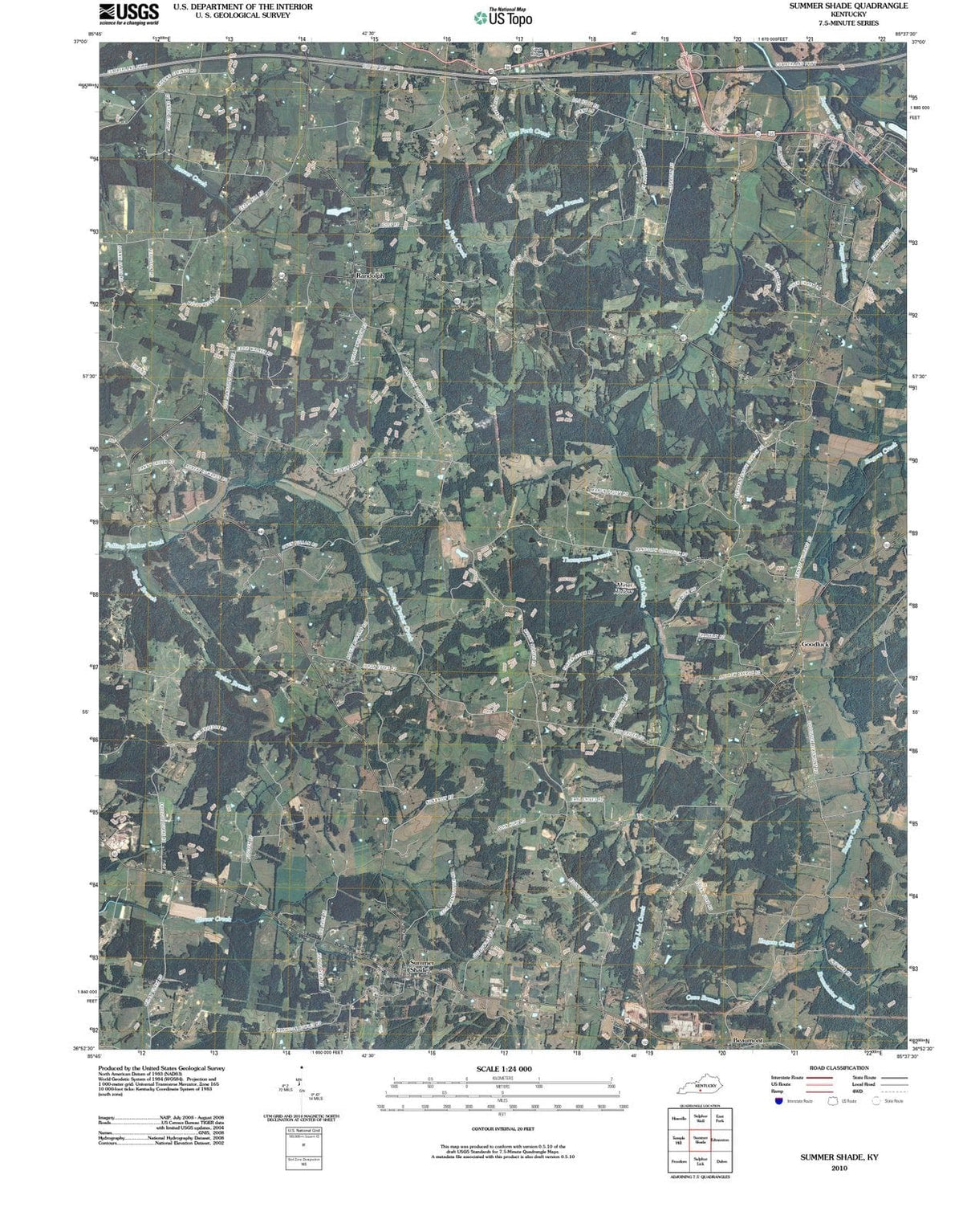 2010 Summer Shade, KY - Kentucky - USGS Topographic Map
