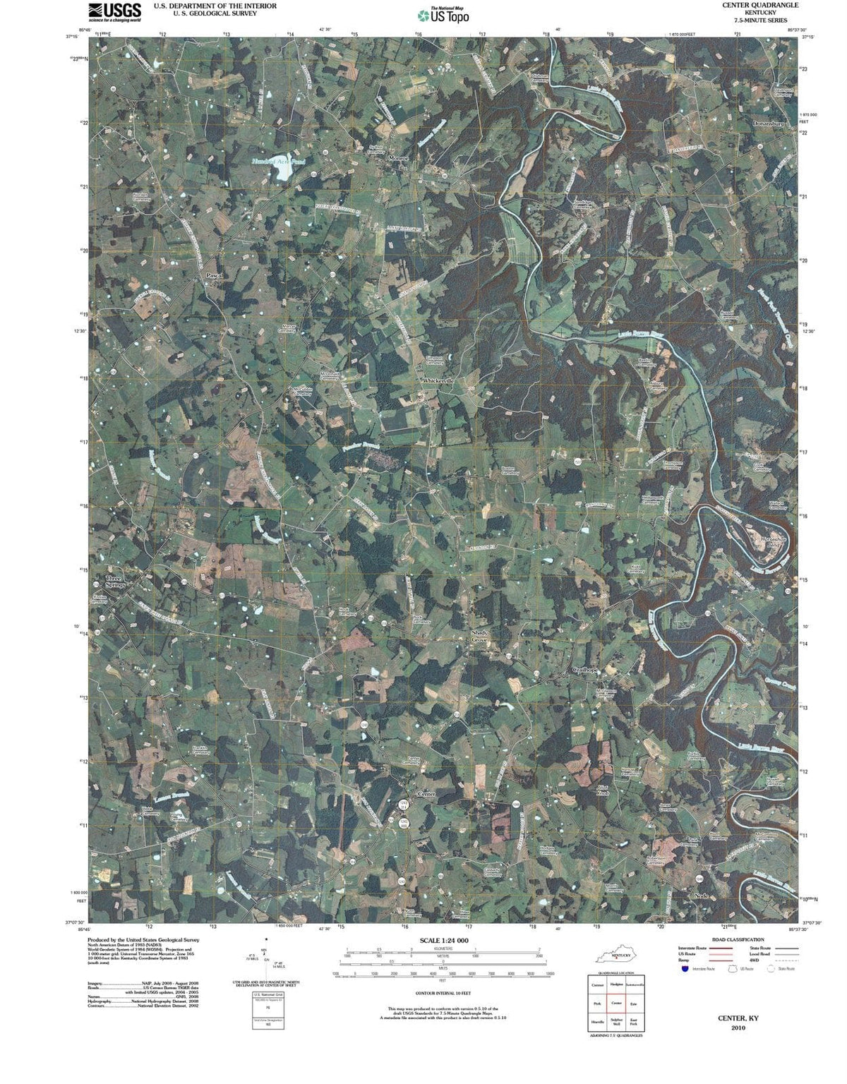 2010 Center, KY - Kentucky - USGS Topographic Map