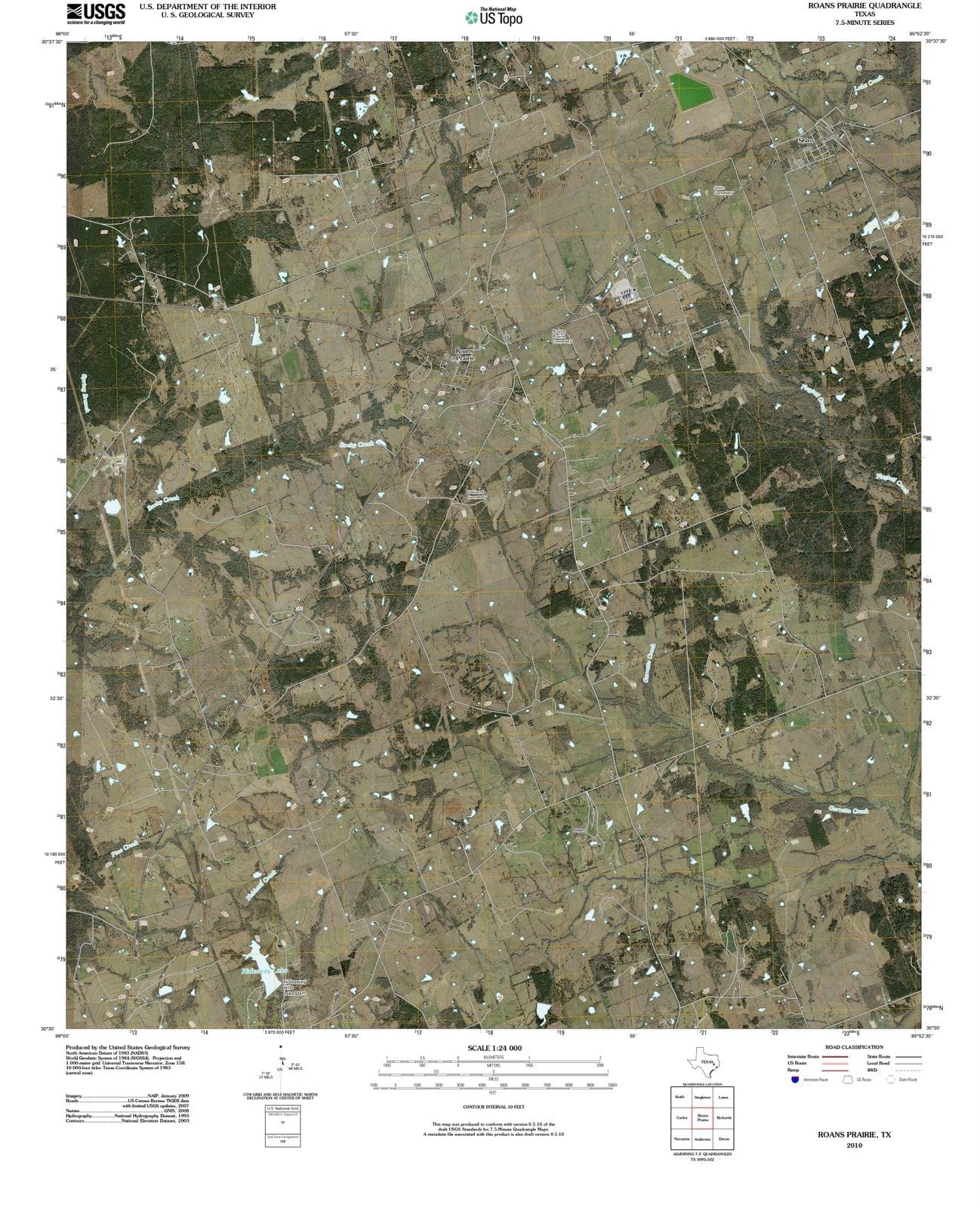 2010 Roans Prairie, TX - Texas - USGS Topographic Map