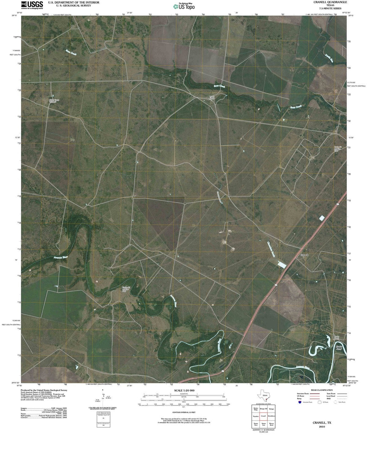 2010 Cranell, TX - Texas - USGS Topographic Map