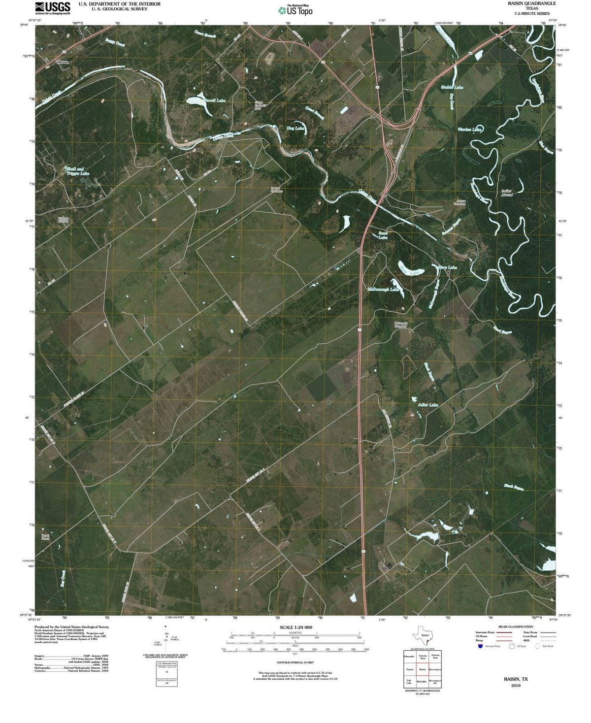 2010 Raisin, TX - Texas - USGS Topographic Map