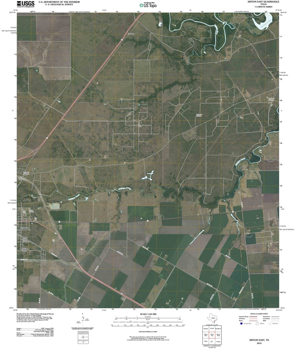 2010 Sinton East, TX - Texas - USGS Topographic Map