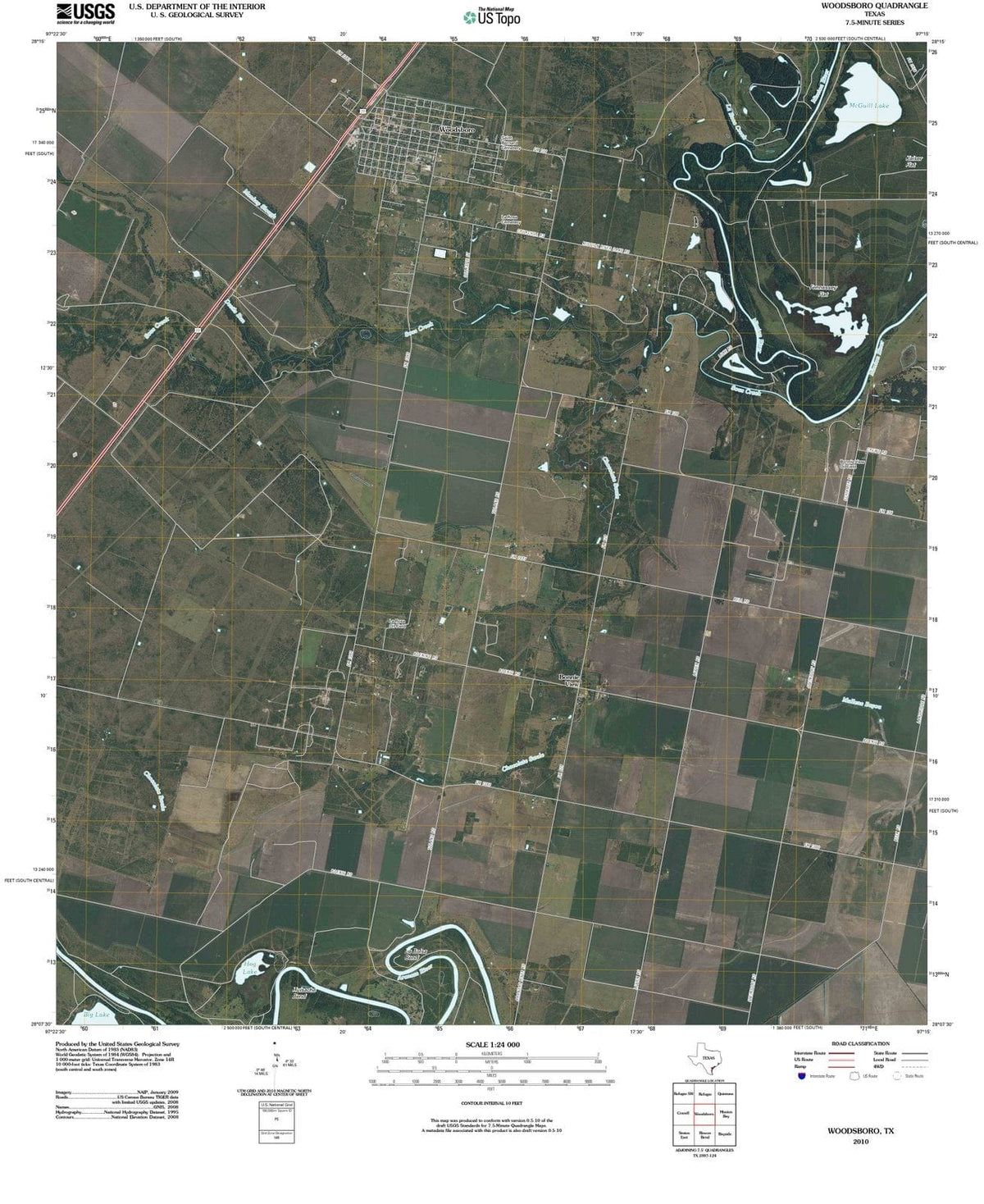 2010 Woodsboro, TX - Texas - USGS Topographic Map
