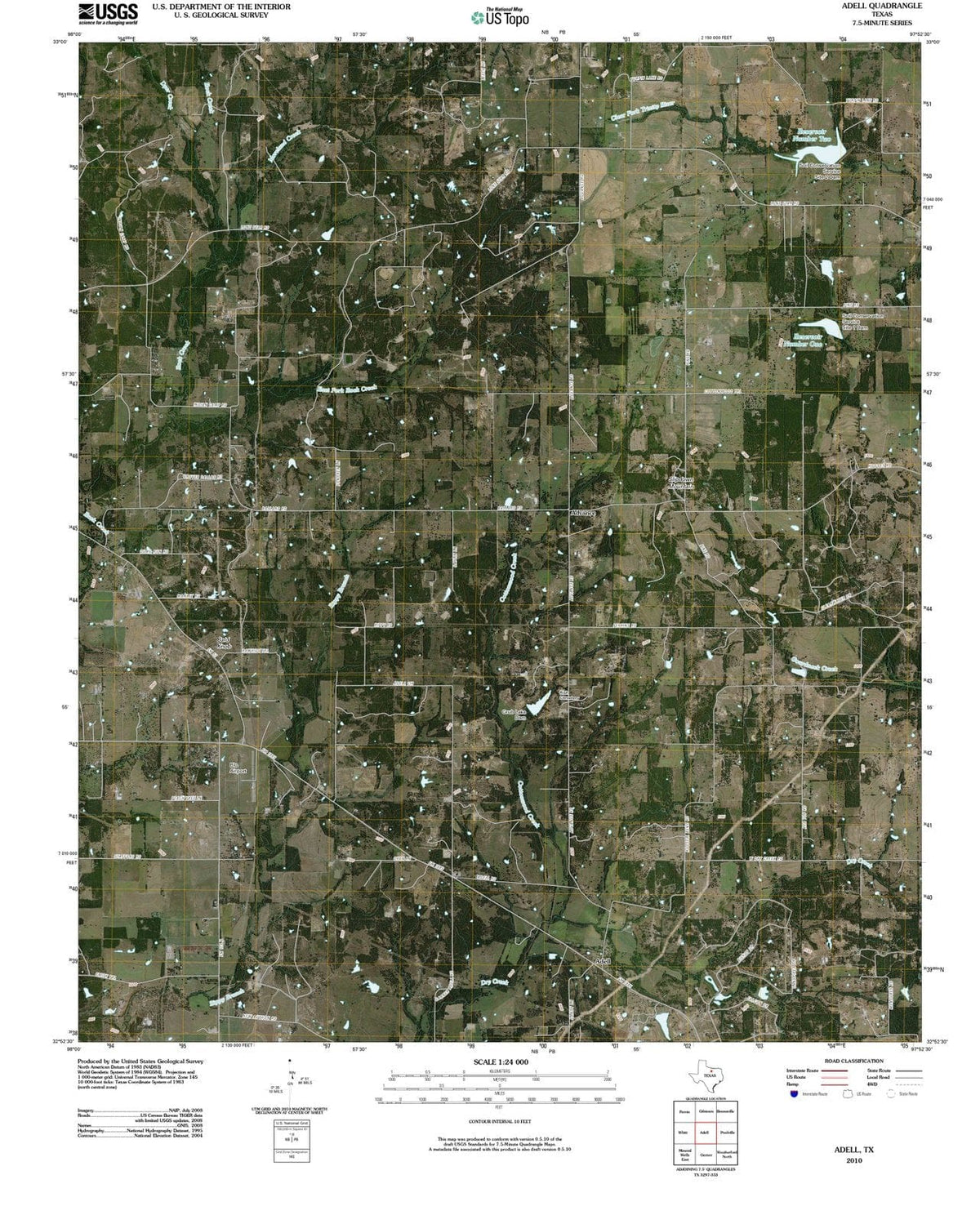 2010 Adell, TX - Texas - USGS Topographic Map