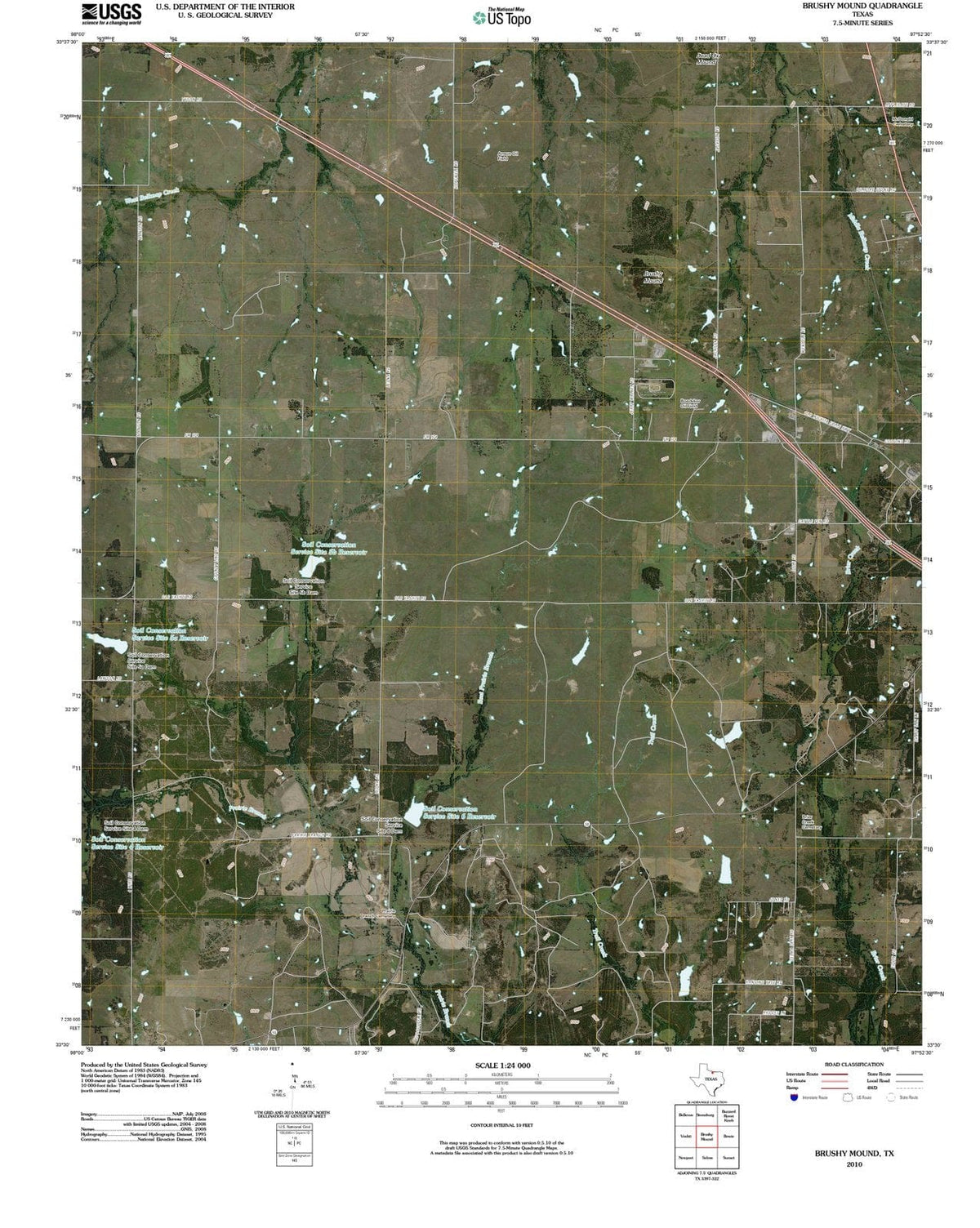 2010 Brushy Mound, TX - Texas - USGS Topographic Map
