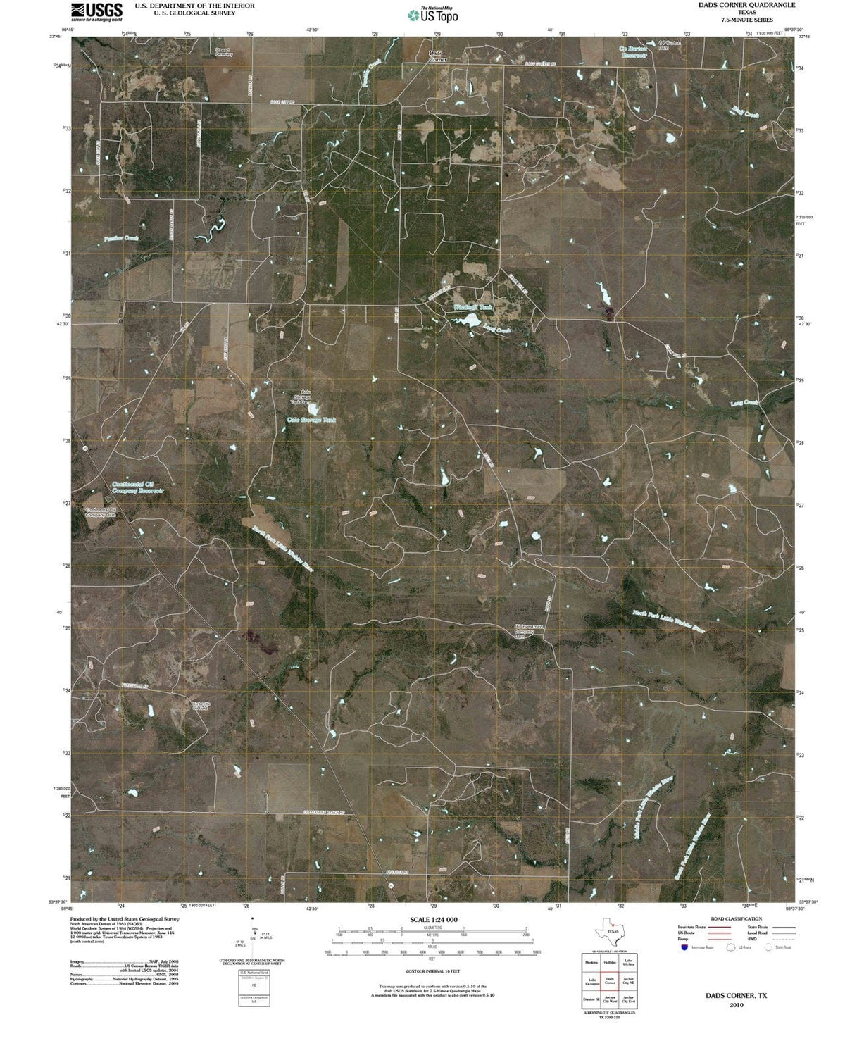 2010 Dads Corner, TX - Texas - USGS Topographic Map