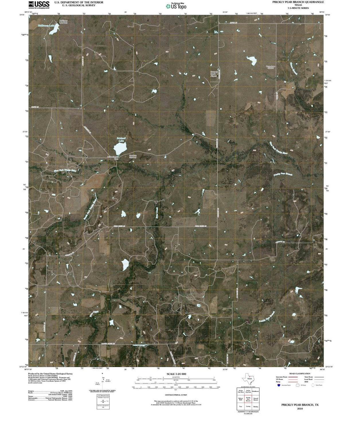 2010 Prickly Pear Branch, TX - Texas - USGS Topographic Map