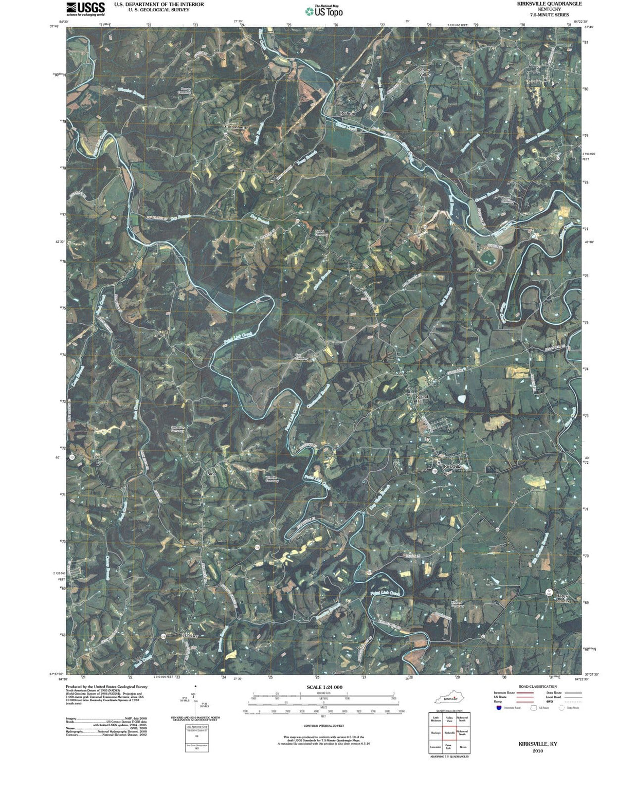2010 Kirksville, KY - Kentucky - USGS Topographic Map