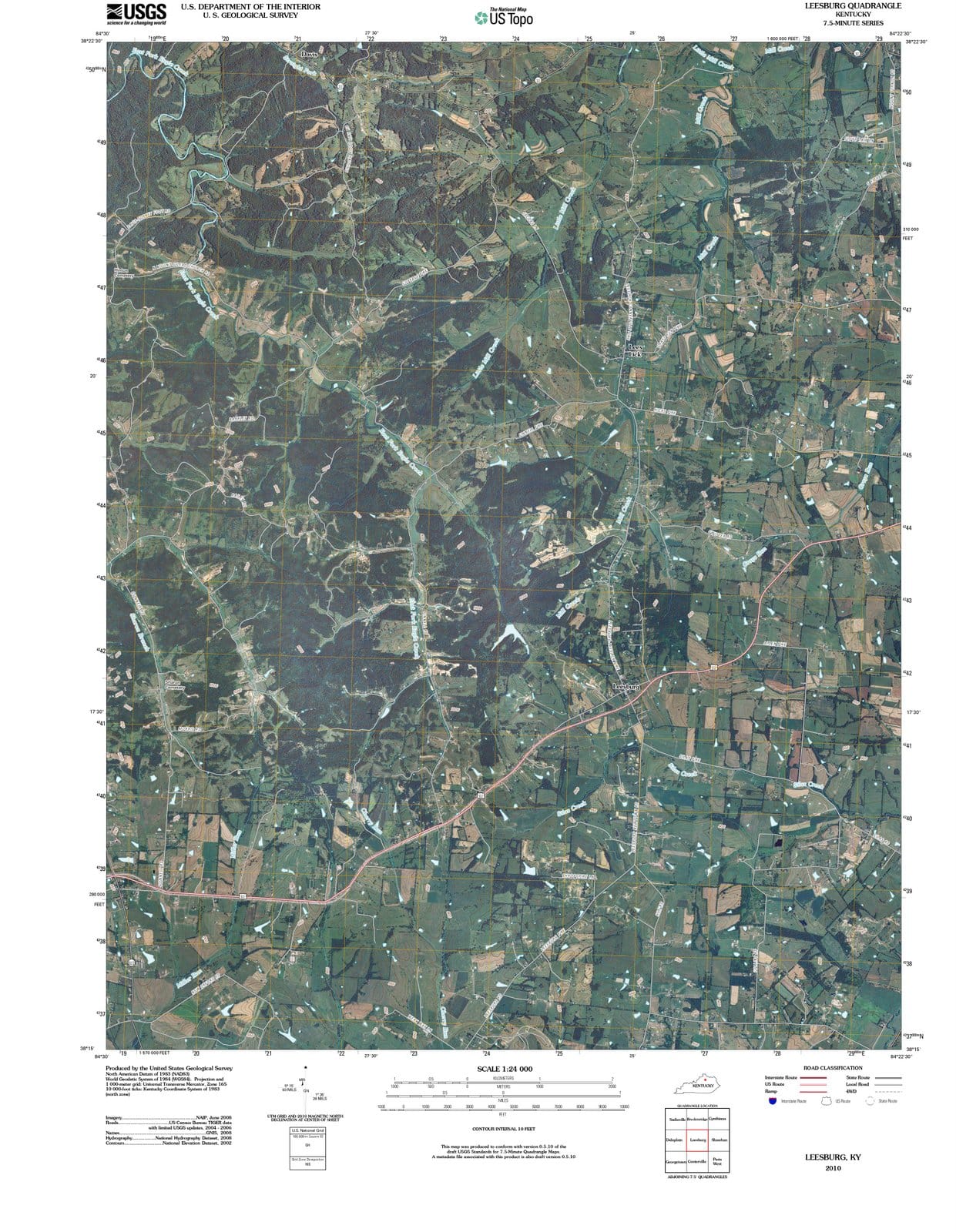 2010 Leesburg, KY - Kentucky - USGS Topographic Map