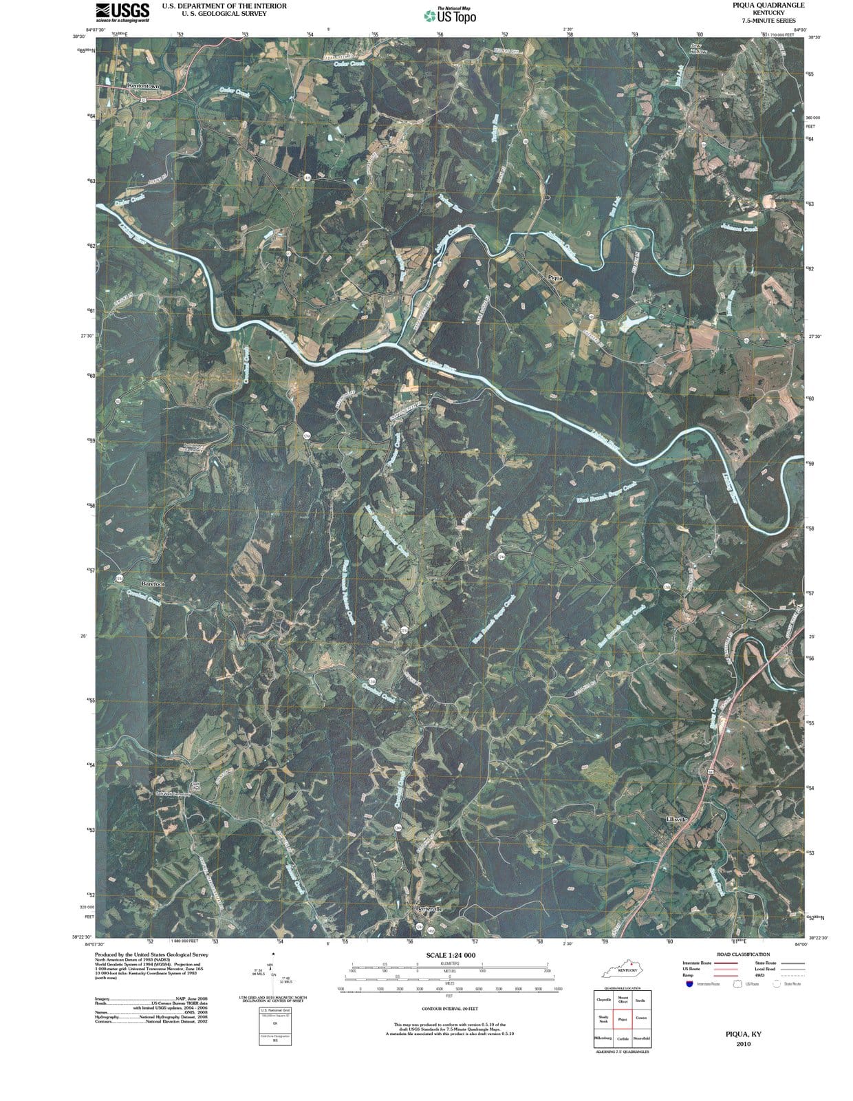 2010 Piqua, KY - Kentucky - USGS Topographic Map